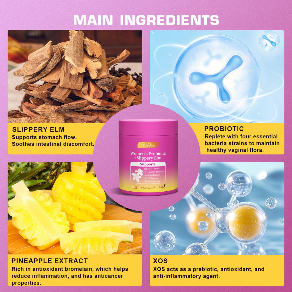 Brurtzexs Her Juicy Feminine Probiotics Gummies for Women with Slippery Elm - Pineapple Flavor, pH Balance & Immune Health Support - Digestive & Feminine Support - Vegan Supplement, 60 C Brurtzexs buy supplements Au