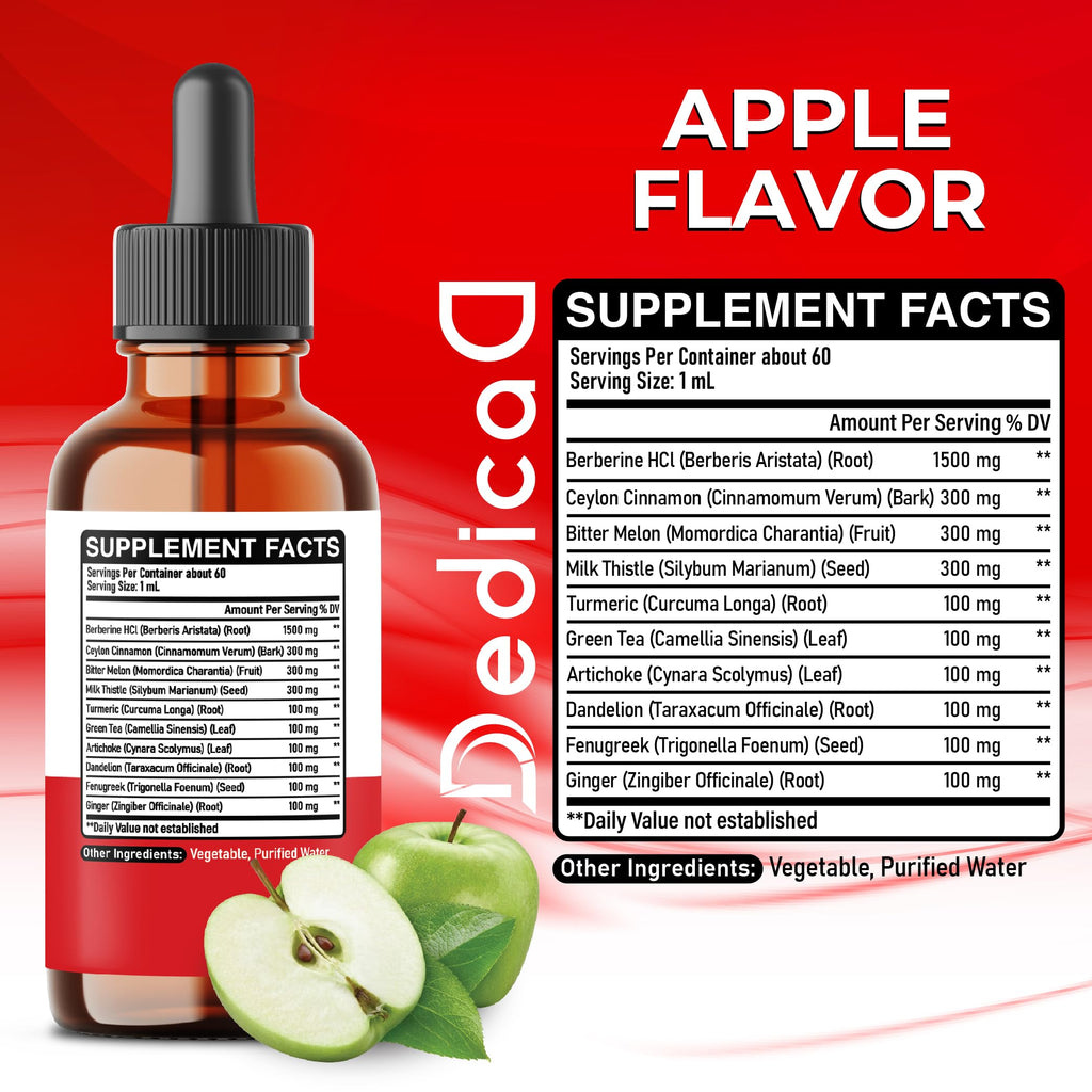 DEDICAD 10in1 Berberine HCl Drops - Liposomal Berberine Liquid - Activator Berberine with Ceylon Cinnamon, Bitter Melon, and 7 More - 60ml DEDICAD buy supplements Au