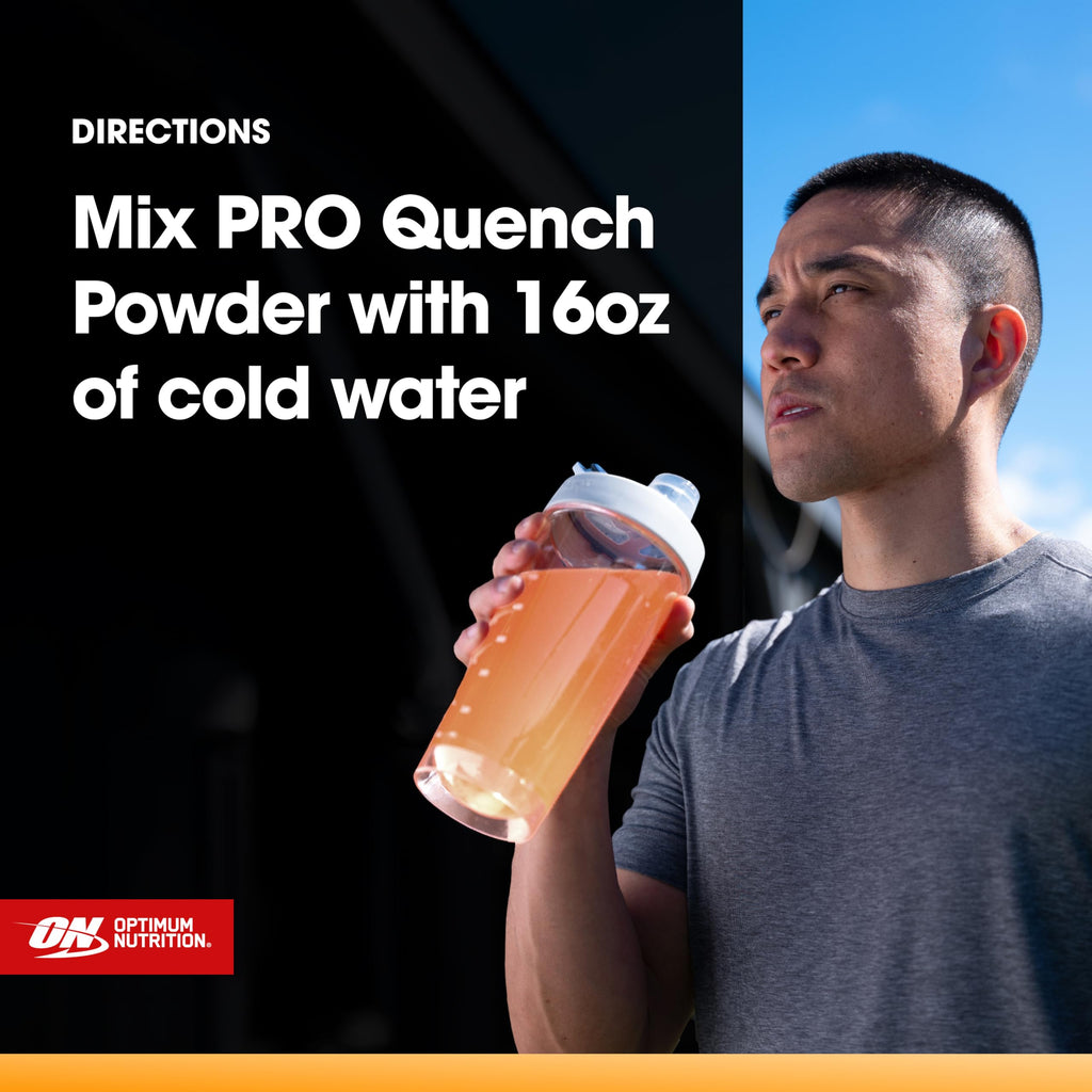 Optimum Nutrition Pro Quench, 10g Clear Protein, 10g Collagen peptides & Electrolyte Powder Drink Mix, Tropical Orange Mango, 20 Servings,