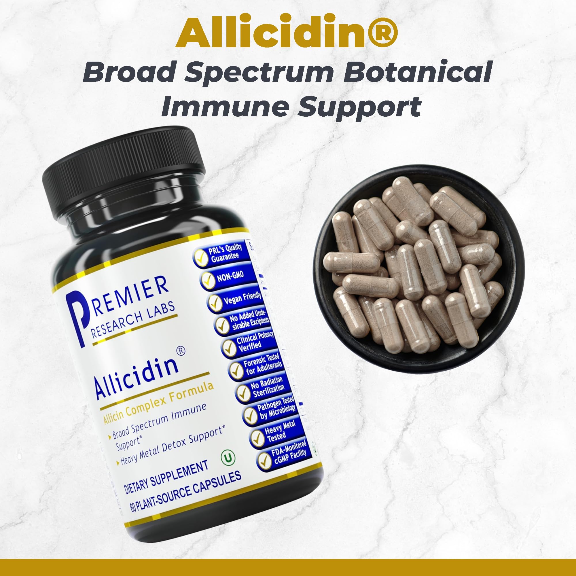 Premier Research Labs Allicidin - Garlic Allicin Supplement, Garlic Supplements, Garlic Pills, Allicin Extract, Garlic Extract, Odorless Garlic Capsules, Immune Support - 60 Vegetarian Capsules Premier Research LabsBuy Supplements Australia