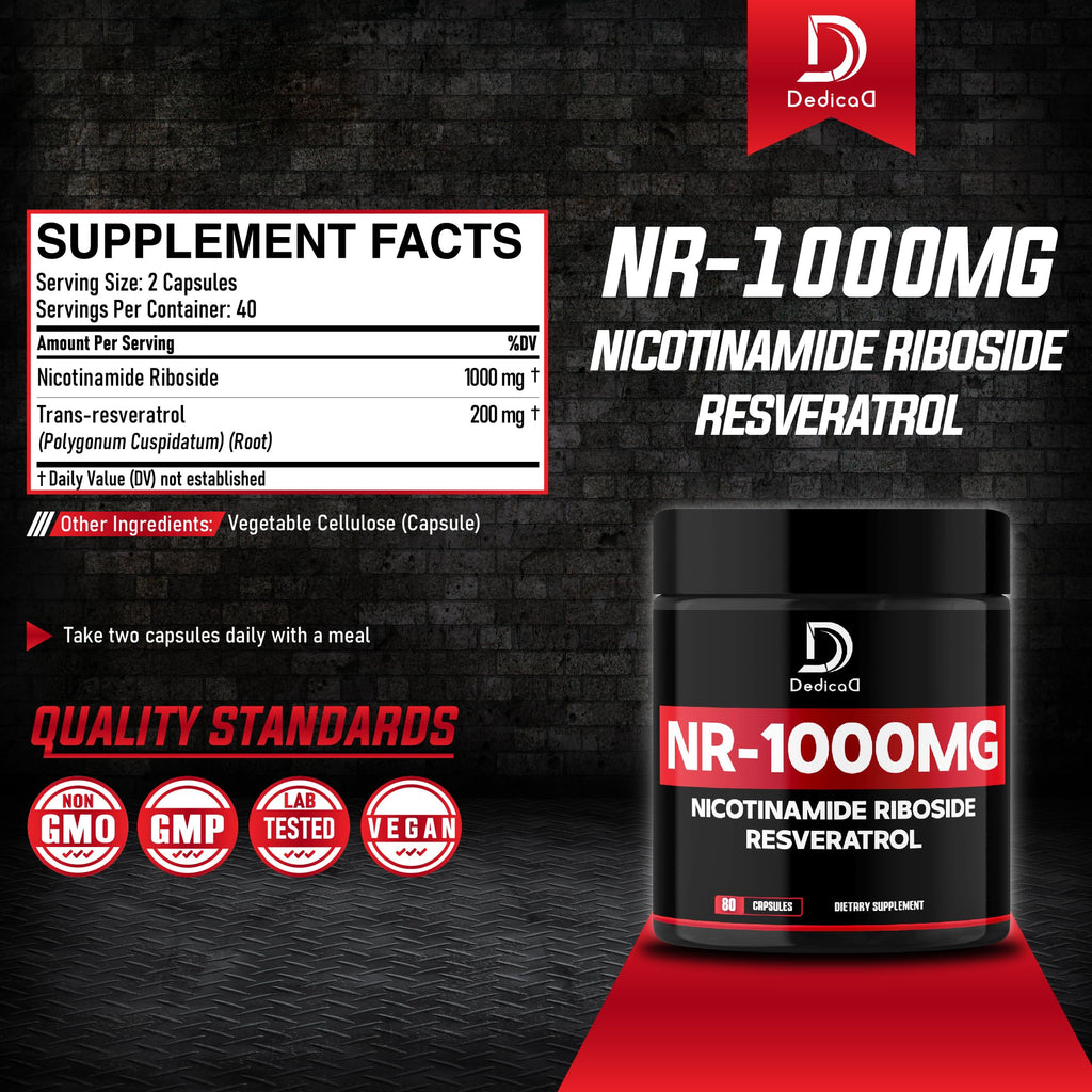 DEDICAD NAD Supplement with Nicotinamide Riboside and Trans Resveratrol - NR for Men & Women - 80 Capsules DEDICAD buy supplements Au