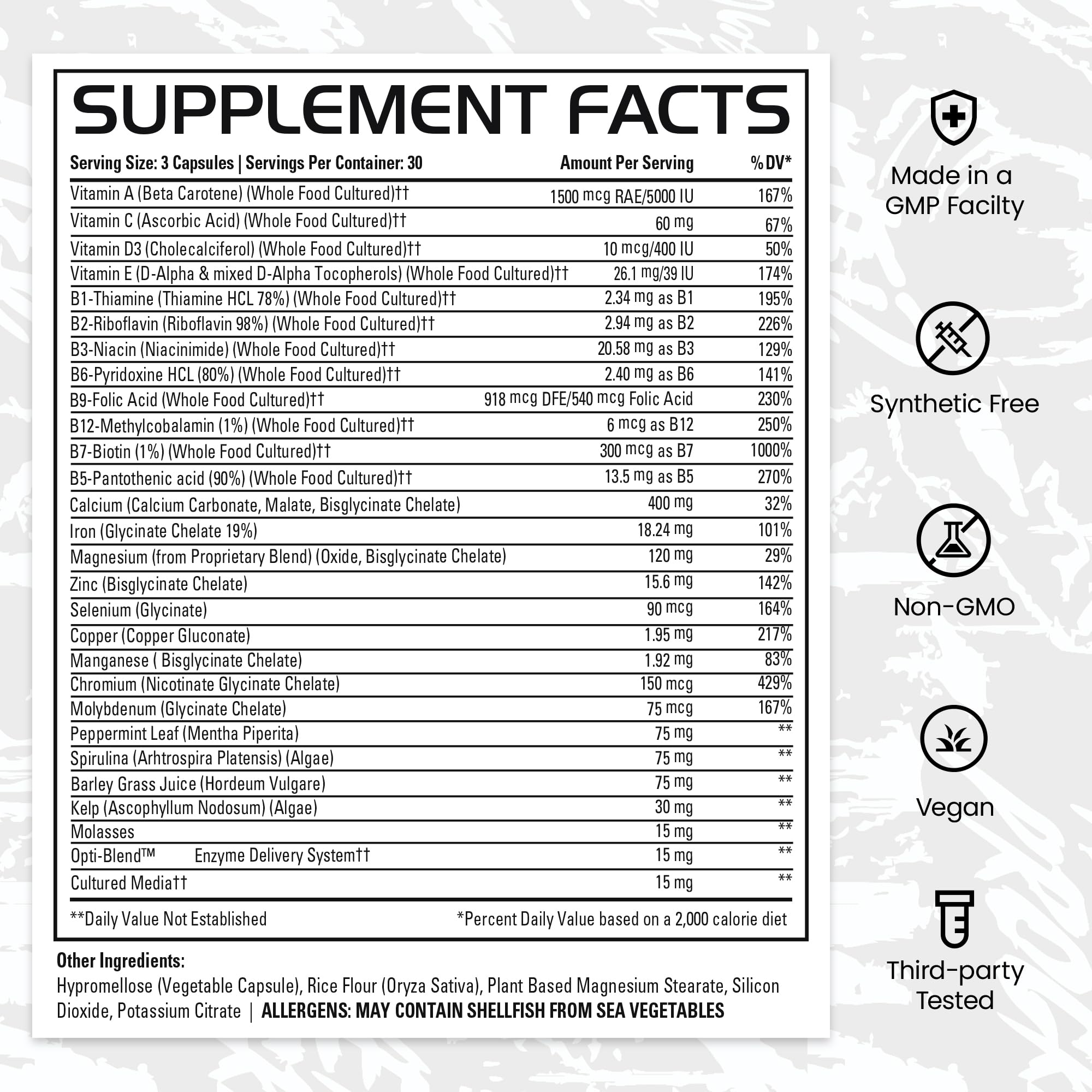 Gains in Bulk Square 1 Multivitamin and Mineral Supplement for Women and Men, Vitamins, Digestive Enzymes and Organic Minerals for Muscle Health, Performance and Immune Support, 90 Capsules GAINS IN BULK GAINSINBULK.COMBuy Supplements Australia