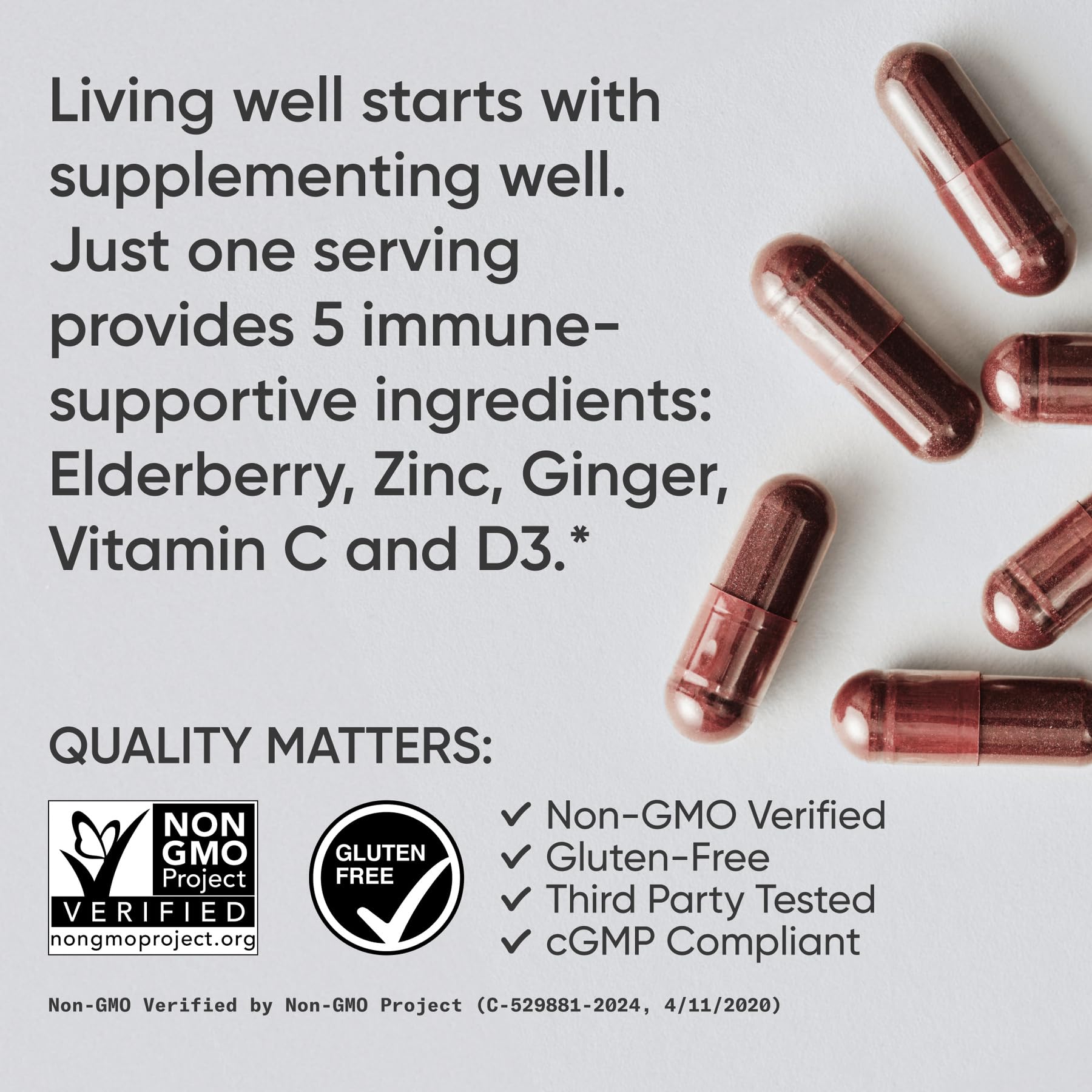 Sports Research® Elderberry Immune Support with Zinc, Ginger, Vitamin C & D3 - Vegan Friendly · Non-GMO · Gluten Free - 60 Veggie Capsules Sports Research buy supplements Au