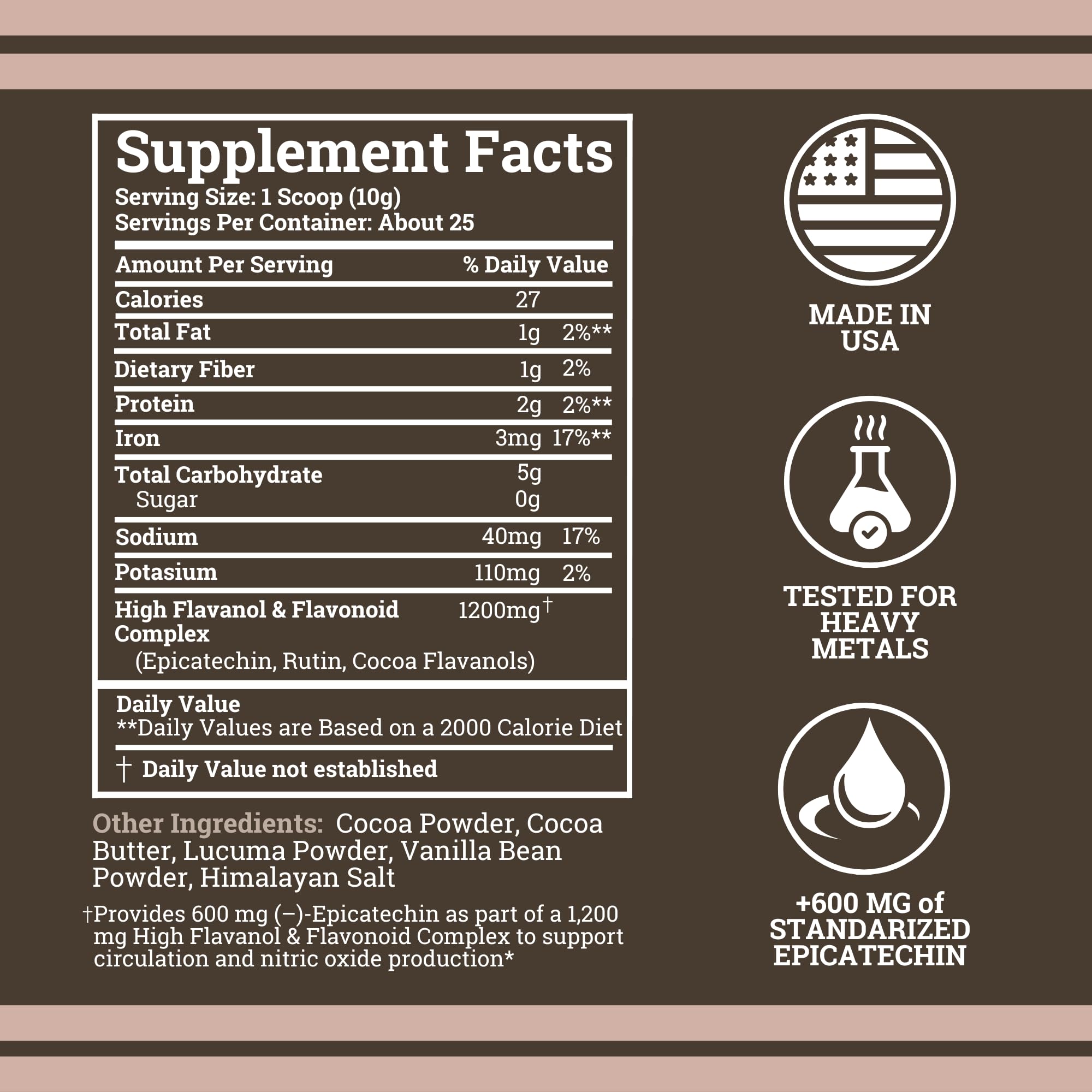 Black Forest High Flavanol Cocoa Powder (1200mg Flavanols & Flavonoids Supplements)10X More Flavanols (Epicatechin) Than Cocoa & 600mg of Epicatechin Supplement