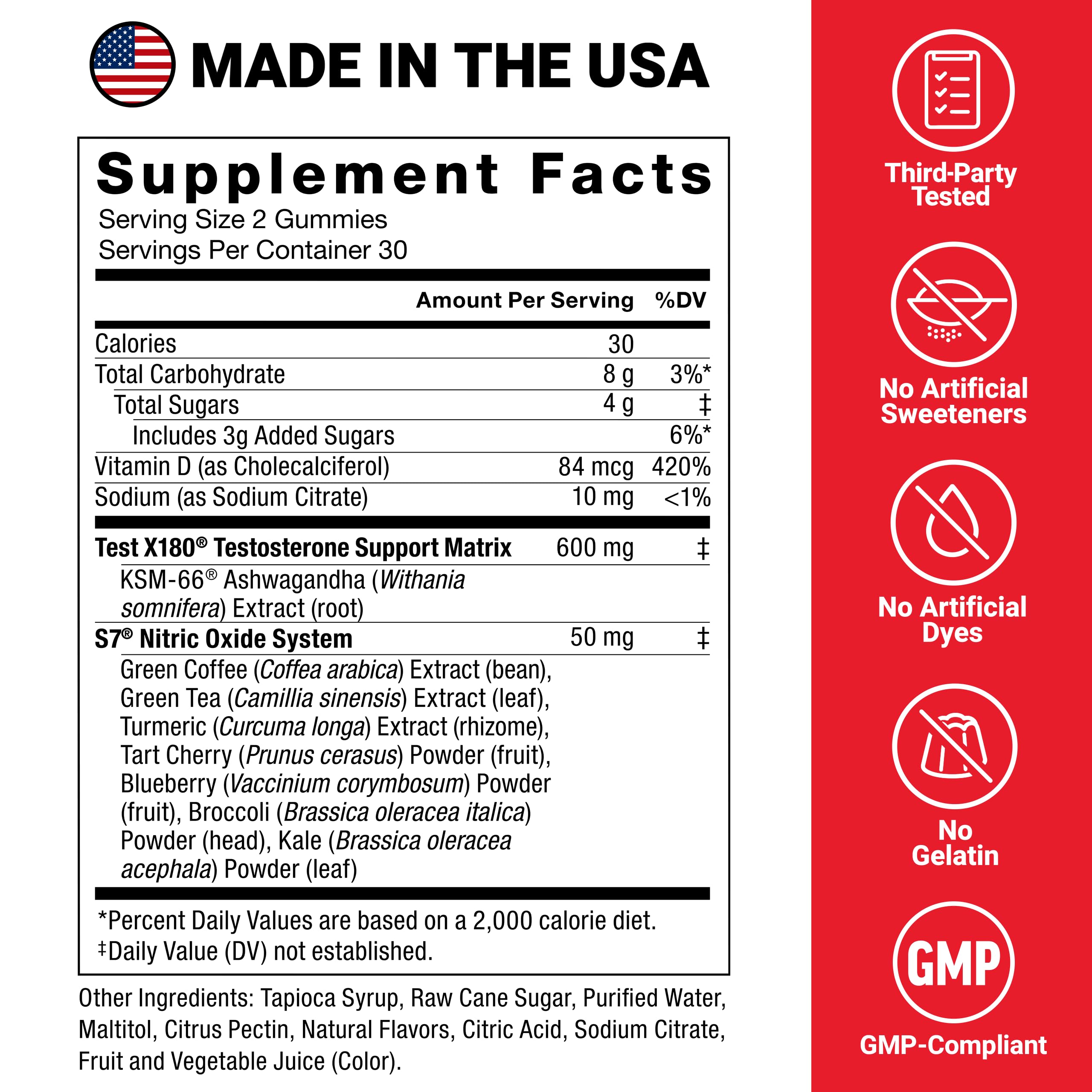 Force Factor Test X180 Max Gummies, Testosterone Booster Supplement for Men, with KSM-66 Ashwagandha to Support T Levels, Strength & Vitality, Mixed Berry, 60 Gummies Force FactorBuy Supplements Australia