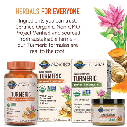 Garden of Life Organics Golden Milk Recovery & Nourishment Powder - 44mg Turmeric Curcumin (95% Curcuminoids), Ashwagandha - Organic Non-GMO Vegan & Gluten