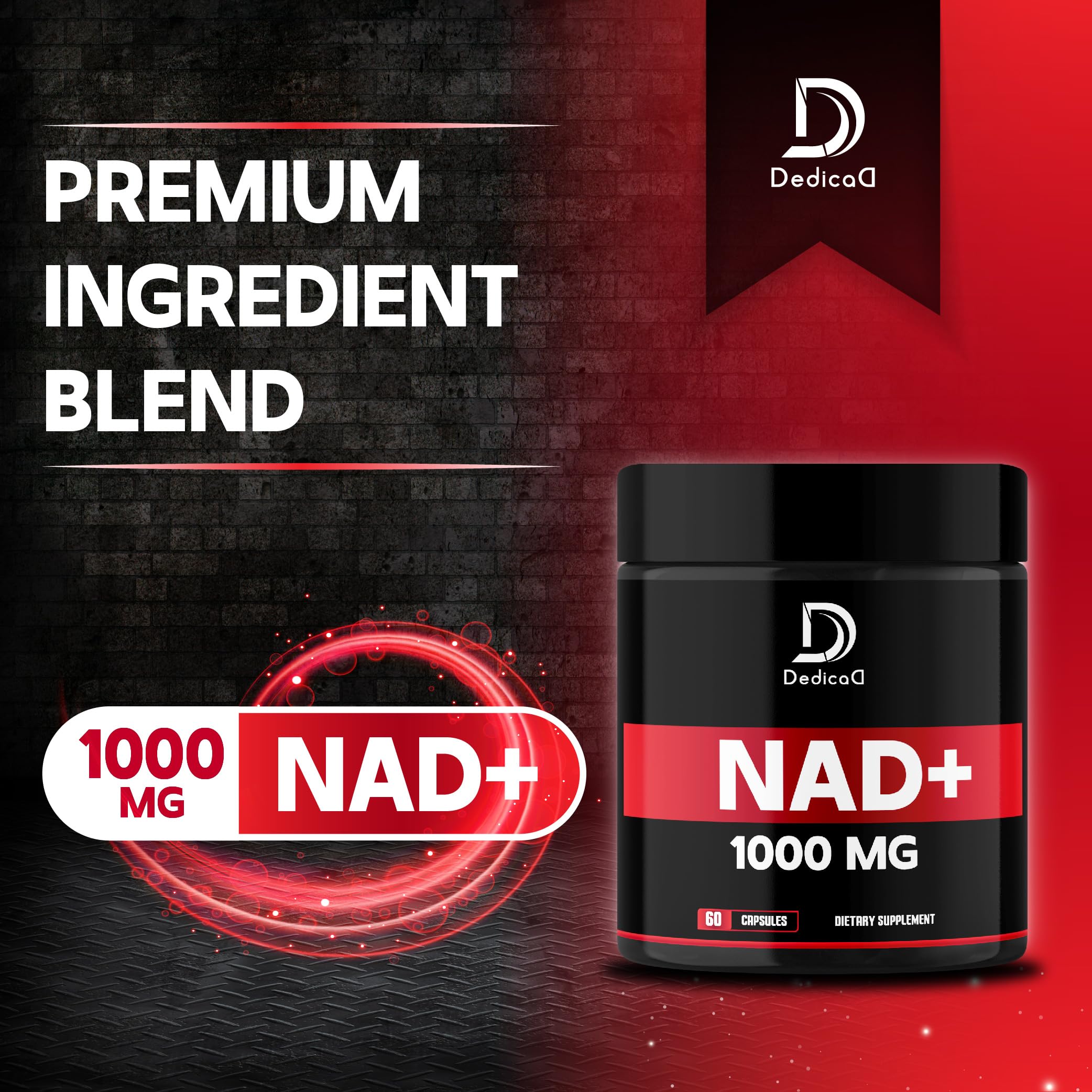 DEDICAD NAD Supplement 1000 mg - Pure NAD Supplement - Energy and DNA Repair, Aging Defense, Brain Function - 60 Capsules DEDICAD buy supplements Au