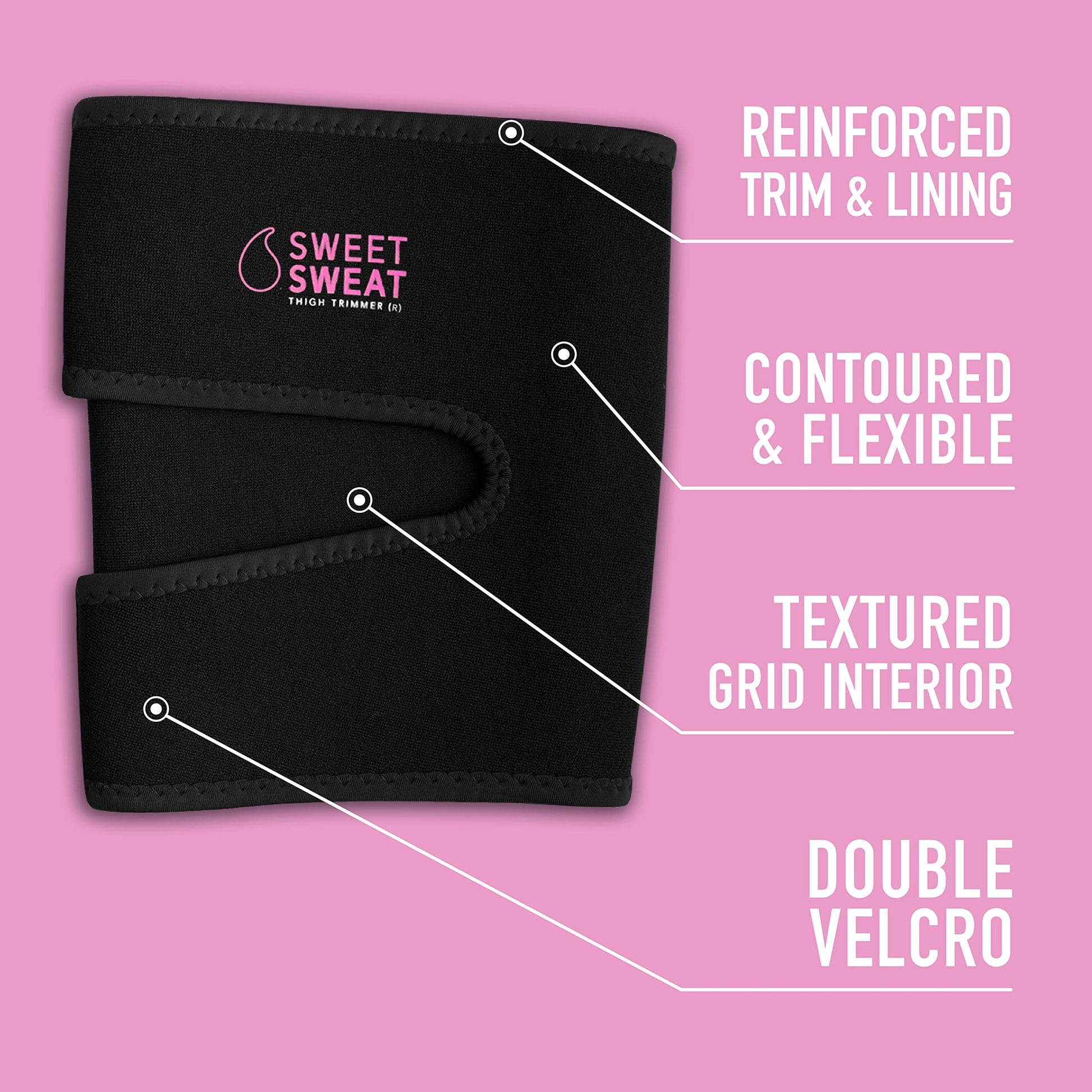 Sports Research Sweet Sweat Thigh Trimmers for Men & Women Increases Sweat & Activity to the Thighs during Exercise (Pink Logo, Medium) Sports Research buy supplements Au