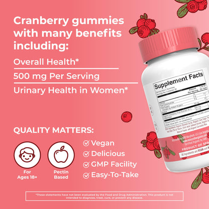MaryRuth Organics Organic Cranberry Gummies - 500mg Supplement | Urinary Tract Health for Women | with D Mannose | Traditional Use