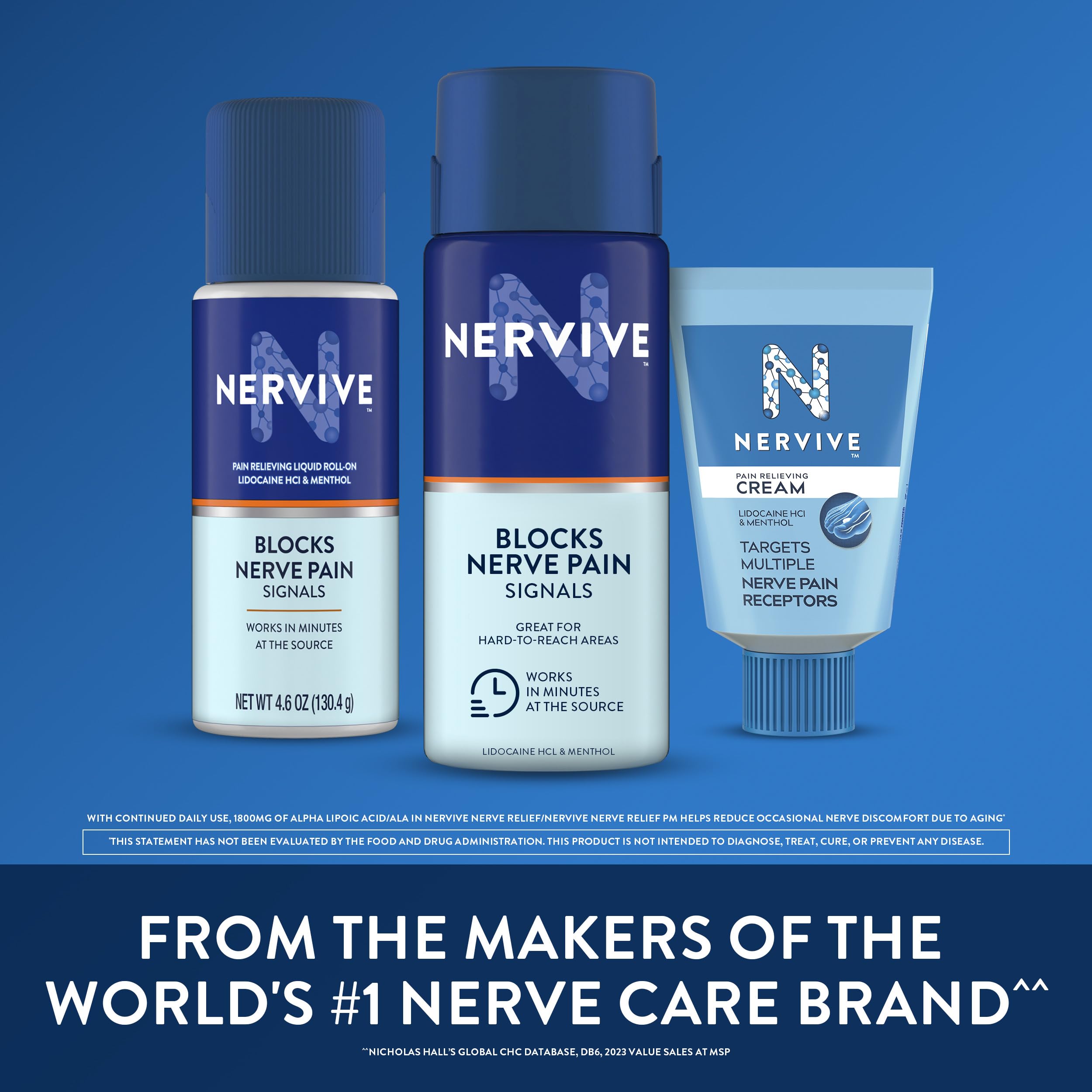 Nervive Pain Relieving Spray, Lidocaine Spray, Nervive Pain Relief, Lidocaine Topical, Foot Pain, Leg Pain, Hand Pain, Max Strength Formula, for Hard to Reach Areas, 4.5oz NerviveBuy Supplements Australia
