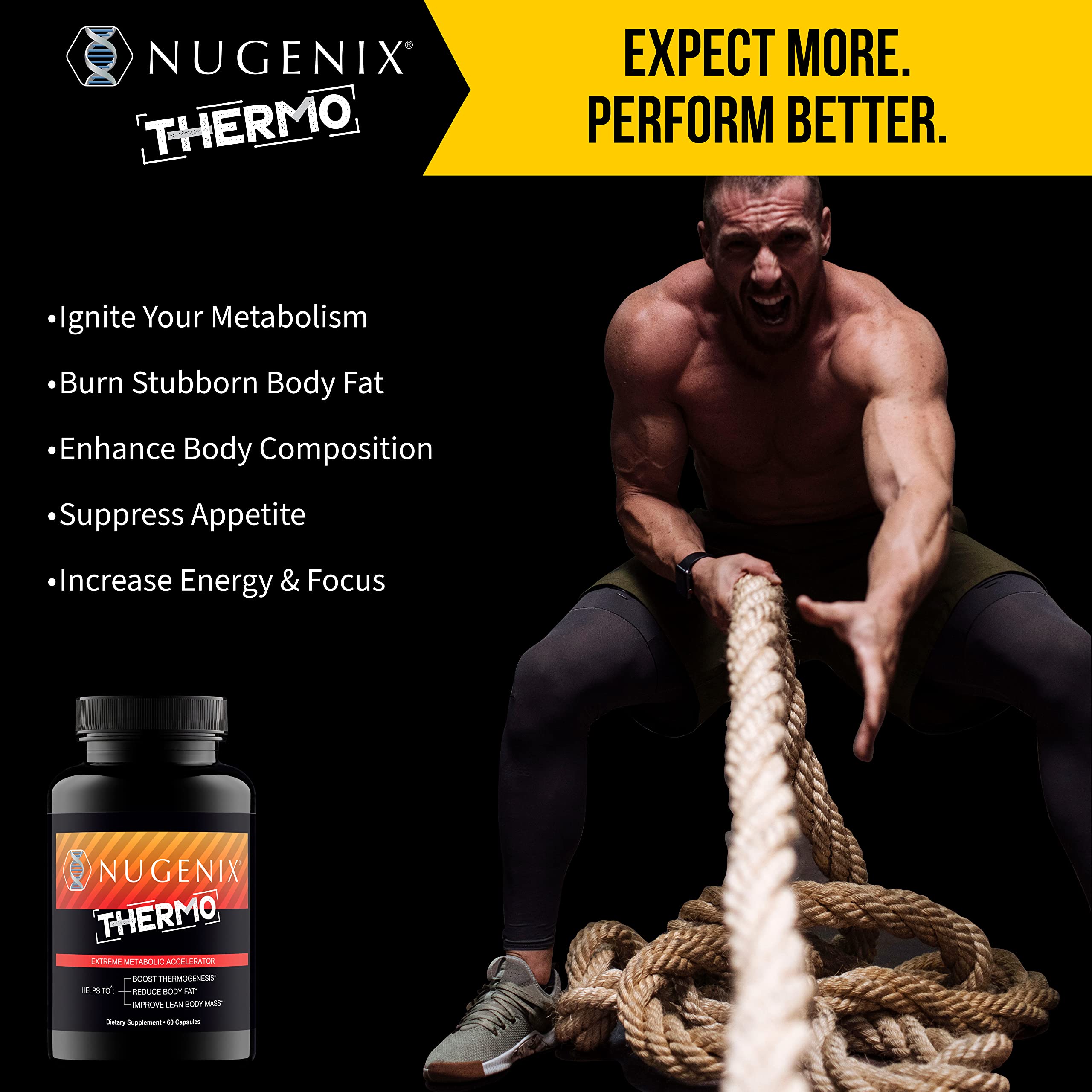 Nugenix Thermo - Thermogenic Fat Supplement Pills for Men, Extreme Metabolic Accelerator, 60 Count