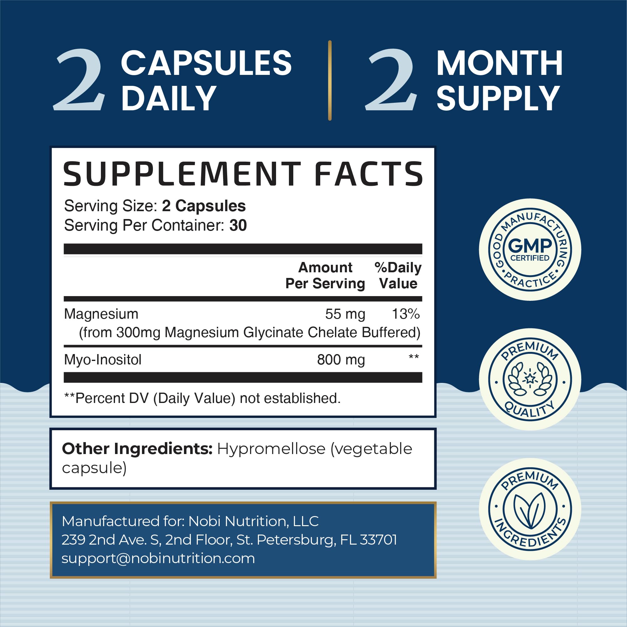 Complete Sleep Support | Myo Inositol + Magnesium Glycinate | Restful Sleep & Relaxation Support | 1100MG Complex | Melatonin-Free, Non-GMO | Inositol Supplement with Magnesium-Glycinate | 60 Ct Nobi NutritionBuy Supplements Australia
