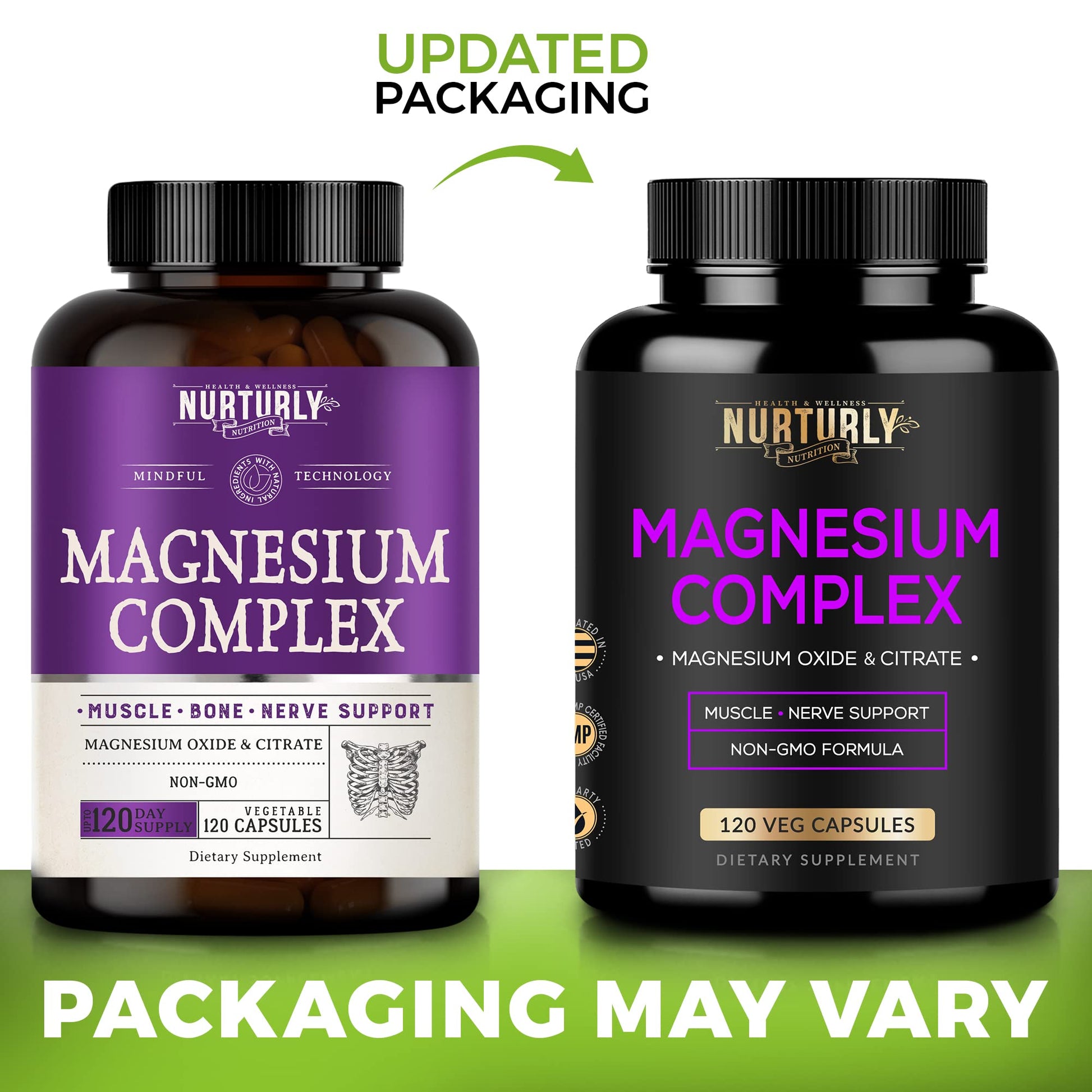 Magnesium Citrate & Oxide 500mg Complex Supplement - High Absorption Maximum Strength - Helps Support Bone Density and Strength, Muscles, Energy and Sleep - 120 Vegan Capsules NURTURLY buy supplements Au