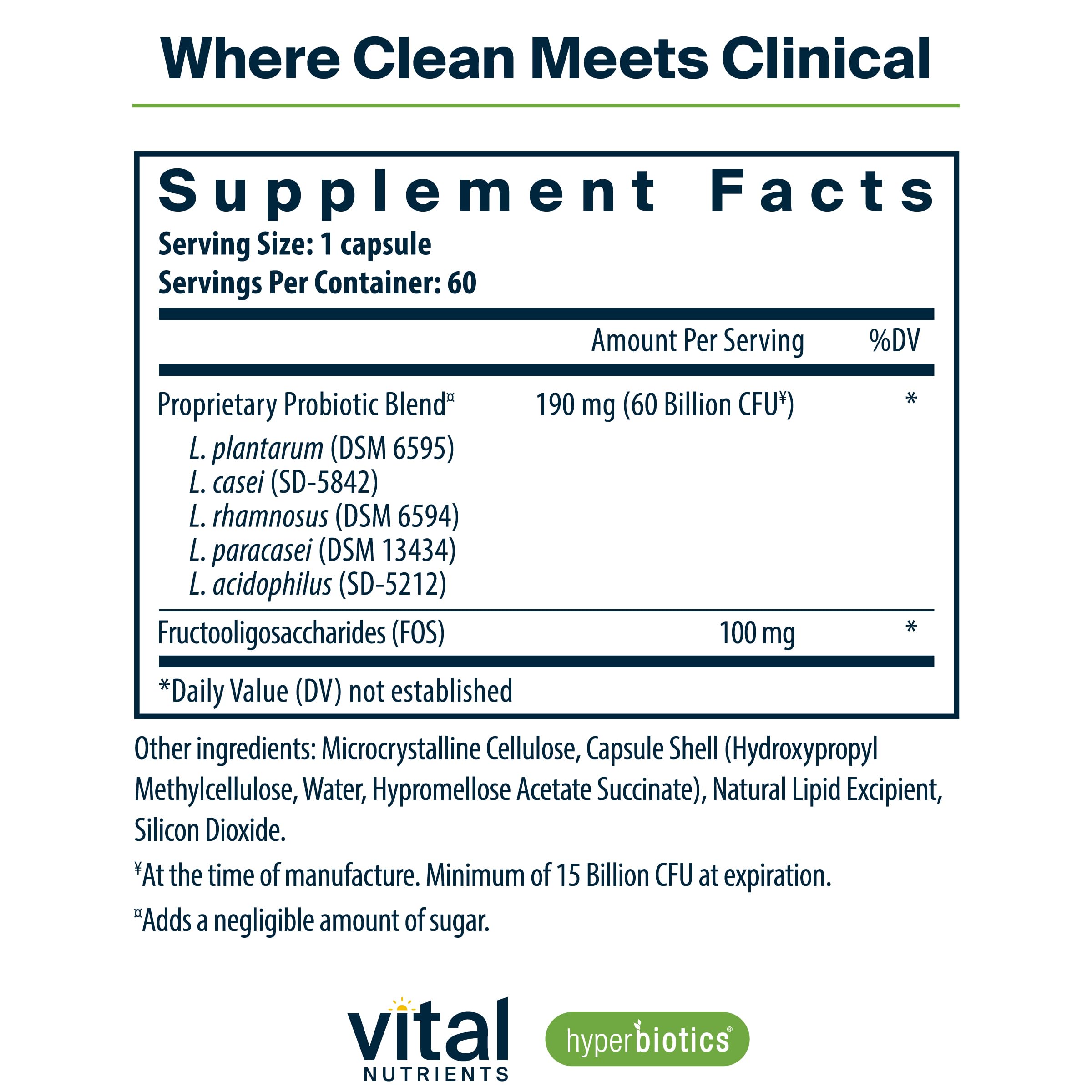 Hyperbiotics Vital Nutrients Prebiotic and Probiotic for Women and Men | 60 Billion CFU | Pre and Probiotics Supports Digestive Health, Constipation,