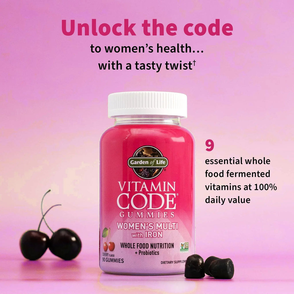 Garden of Life Vitamin Code Women’s Multivitamin Gummy with Iron: Folate, Biotin, D3 & B12 for Hair, Skin & Nails Garden of Life