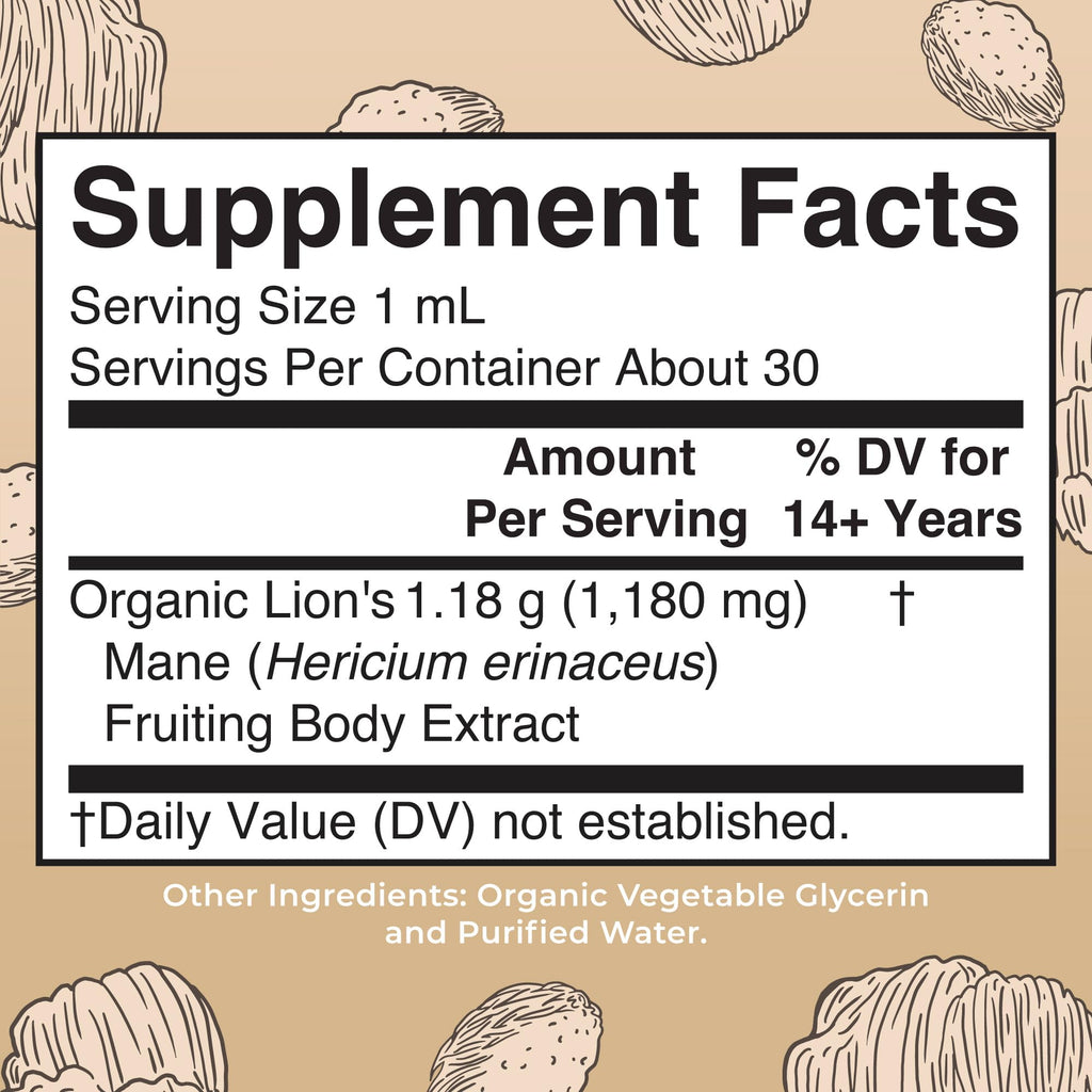 MaryRuth Organics Lions Mane Mushroom Supplement, Up to 1 Month Supply, Nootropic USDA Organic Lions Mane Extract Nervine Herbal Liquid Drops, Brain Health Non-GMO