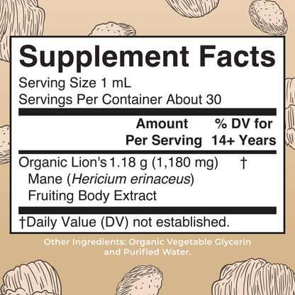 MaryRuth Organics Lions Mane Mushroom Supplement, Up to 1 Month Supply, Nootropic USDA Organic Lions Mane Extract Nervine Herbal Liquid Drops, Brain Health Non-GMO