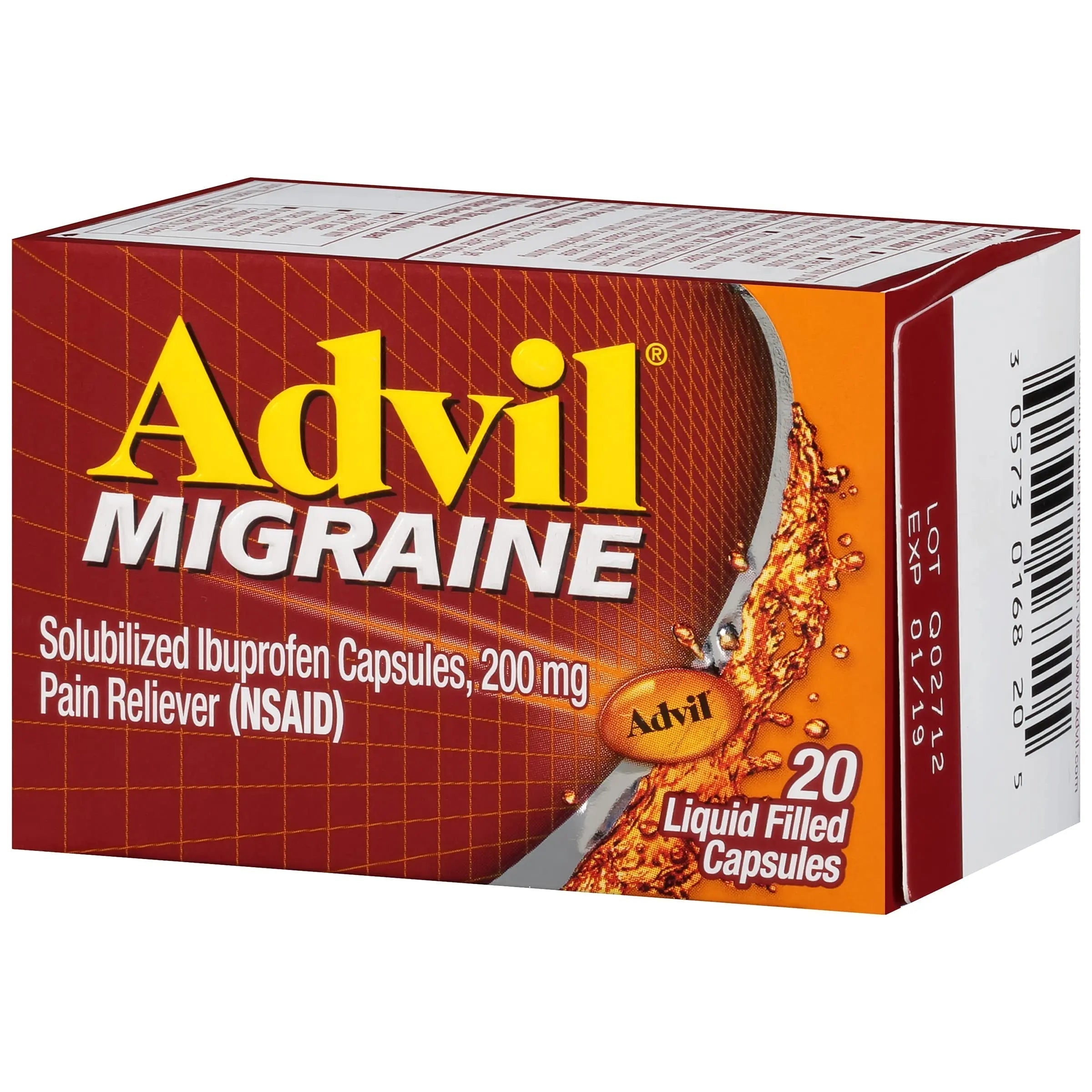 Advil Migraine Headache Relief, Ibuprofen Capsules with Ibuprofen 200mg for Migraine Relief, Nausea Relief and Light Sensitivity Relief - 20 Liquid Filled Capsules AdvilBuy Supplements Australia