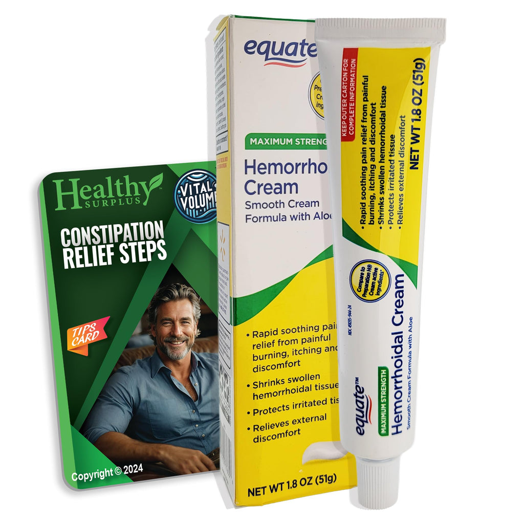 Healthy Surplus Equate Hemorrhoidal Cream/Ointment 1.8 OZ (51g) and Vital Volumes Tips Card Bundle Healthy SurplusBuy Supplements Australia