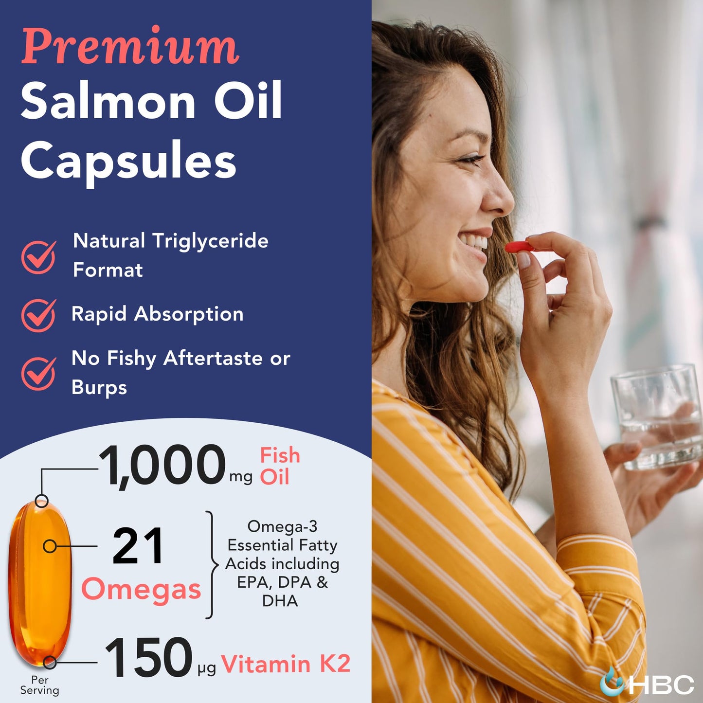 Cardio Omega 3 Fish Oil & Vitamin K2-1000mg, Norwegian Salmon Oil with EPA, DHA, DPA & Astaxanthin, No Fishy Aftertaste, Fatty Acids Supplement - 90 Capsules Hofseth BioCare buy supplements Au