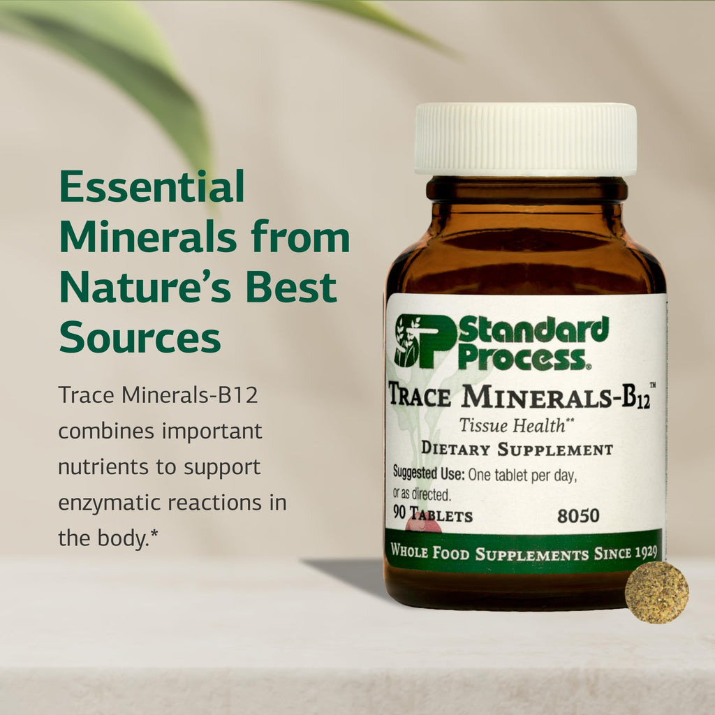 Standard Process Trace Minerals-B12 - Thyroid & Cell Functioning Support with Iodine, Zinc & Copper - Cartilage & Bone Health Aid - Non-Dairy & Non-Soy - 90 Tablets (90 Servings) Standard Process Inc.Buy Supplements Australia