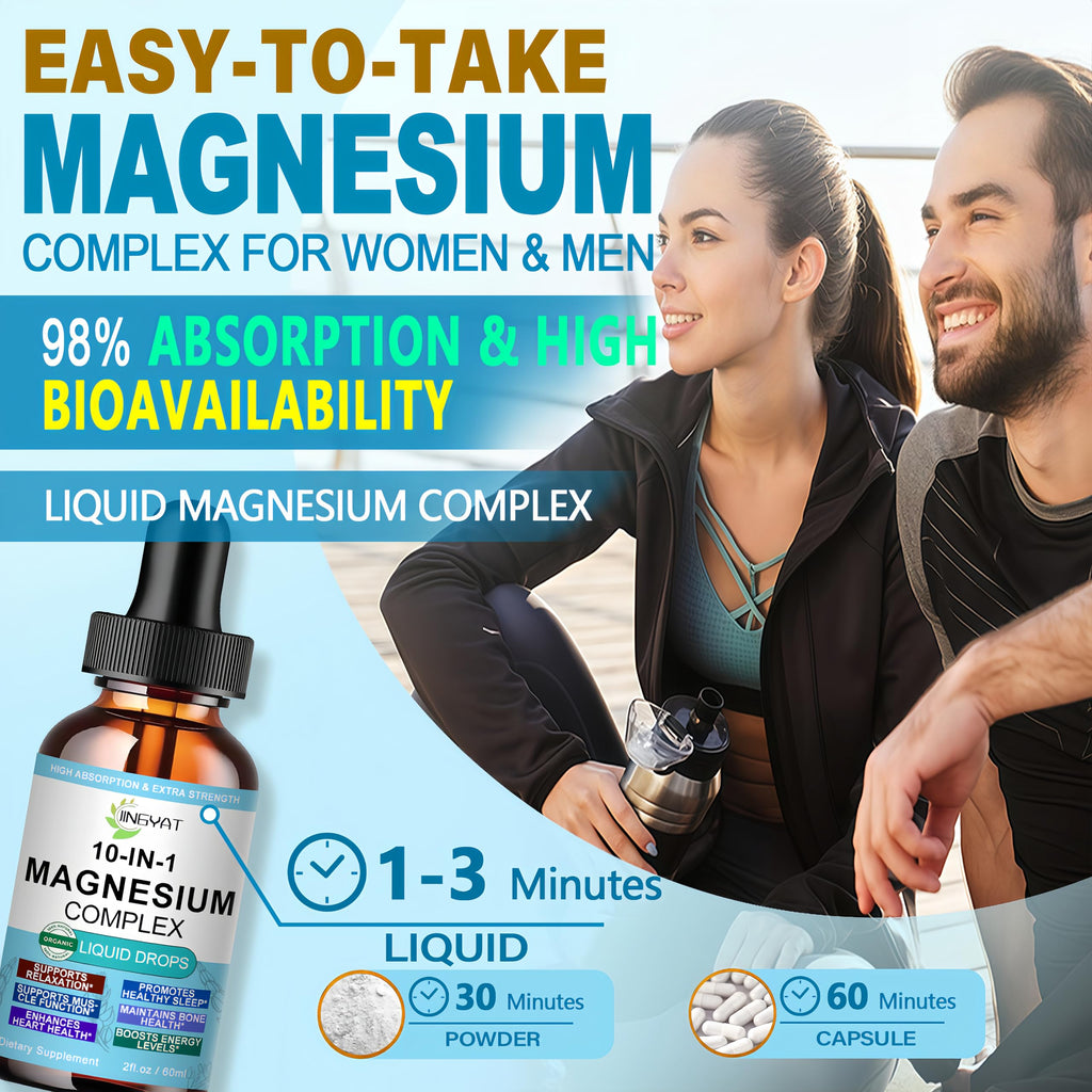 High Absorption Magnesium Complex Drops | 10-in-1 Liquid Magnesium Complex for Women & Men with Glycinate,Citrate,Taurate | for Stress Relief,Sleep,Heart Health | Vegan,Non-GMO,Fast-Acting Formula JINGYAT buy supplements Au