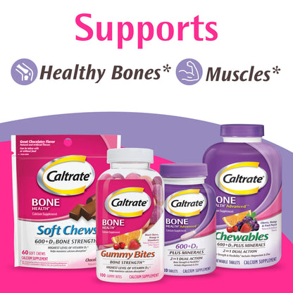 Caltrate Minis 600 Plus D3 Plus Minerals Calcium and Vitamin D Supplement Tablets, Bone Health and Mineral Supplement for Adults - 150 Count