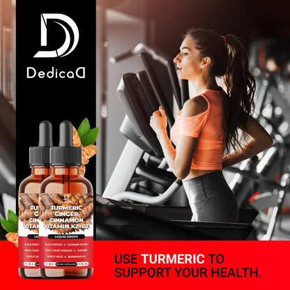 11in1 Turmeric Supplement for Health Heart & Wellness Support – with Ginger, Garlic, Ceylon Cinnamon, Berberine, Ginseng, Apple Cider Vinegar – 30ml Liquid Drops – 60 Servings DEDICAD buy supplements Au