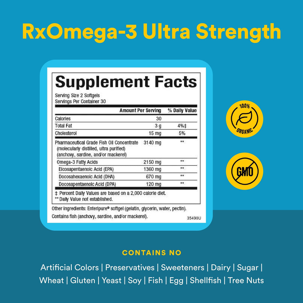 Natural Factors RxOmega-3 Ultra Strength - Brain & Heart Health Support - Eye Health Supplement with EPA & DHA - Supplement with Omega-3 Fatty Acids - 150 Softgels (75 Servings) Natural FactorsBuy Supplements Australia