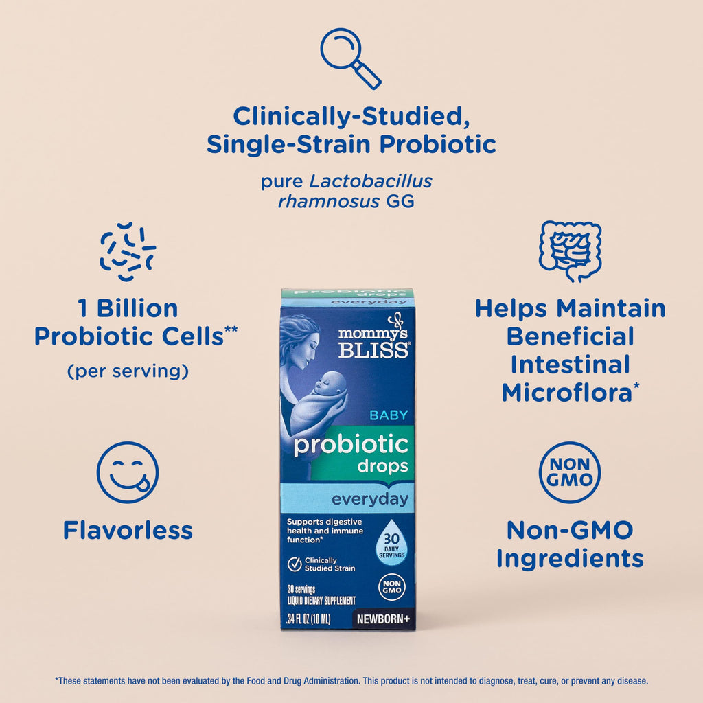 Mommy's Bliss Baby Probiotic Drops Everyday - Gas, Constipation, Colic Symptom Relief - Newborns & Up