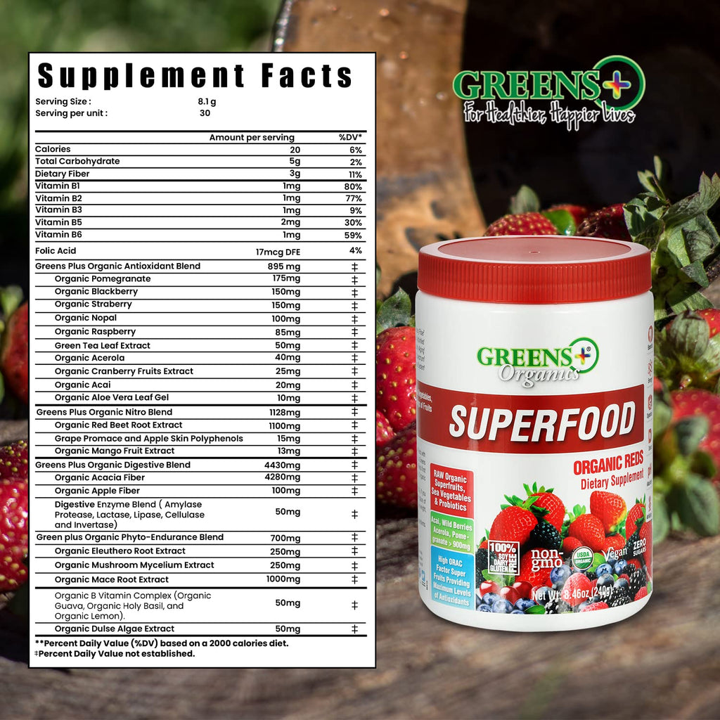 Greens+ Organic Reds Superfood Powder Organic Super Veggie Capsules Greens+ buy supplements Au