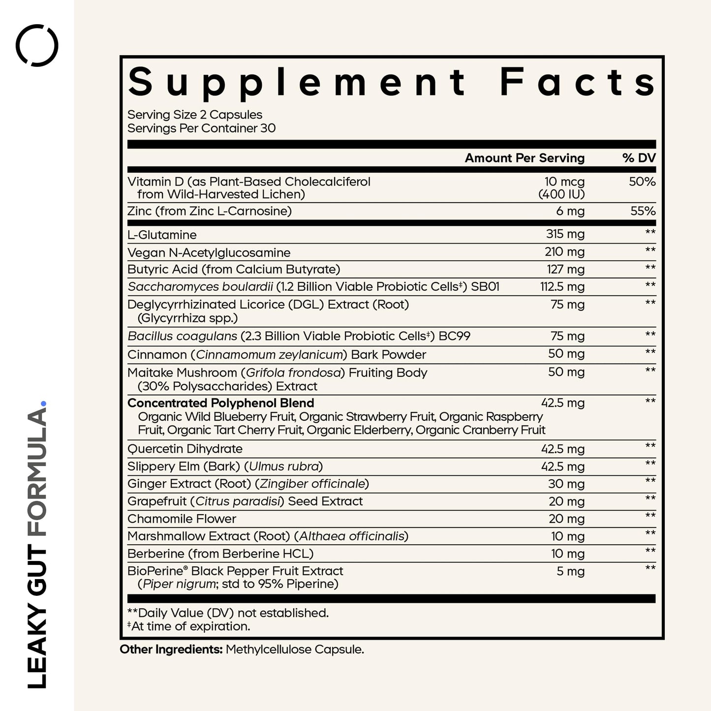 Codeage Leaky Gut Supplement, L-Glutamine, N-Acetylglucosamine, Probiotic, Butyric Acid, Polyphenols, Quercetin, DGL, Marshmallow Root, Berberine, BioPerine