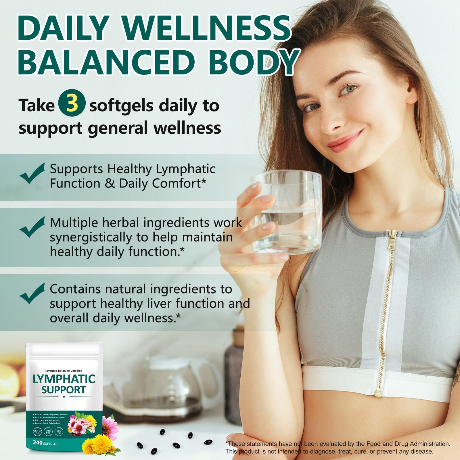 Alstaky Lymphatic Drainage Supplement - 240 Softgels, with Echinacea, Dandelion, and Burdock, Promotes Healthy Circulation & Fluid Balance, Lymph System Support Supplement for Women & Men Alstaky buy supplements Au