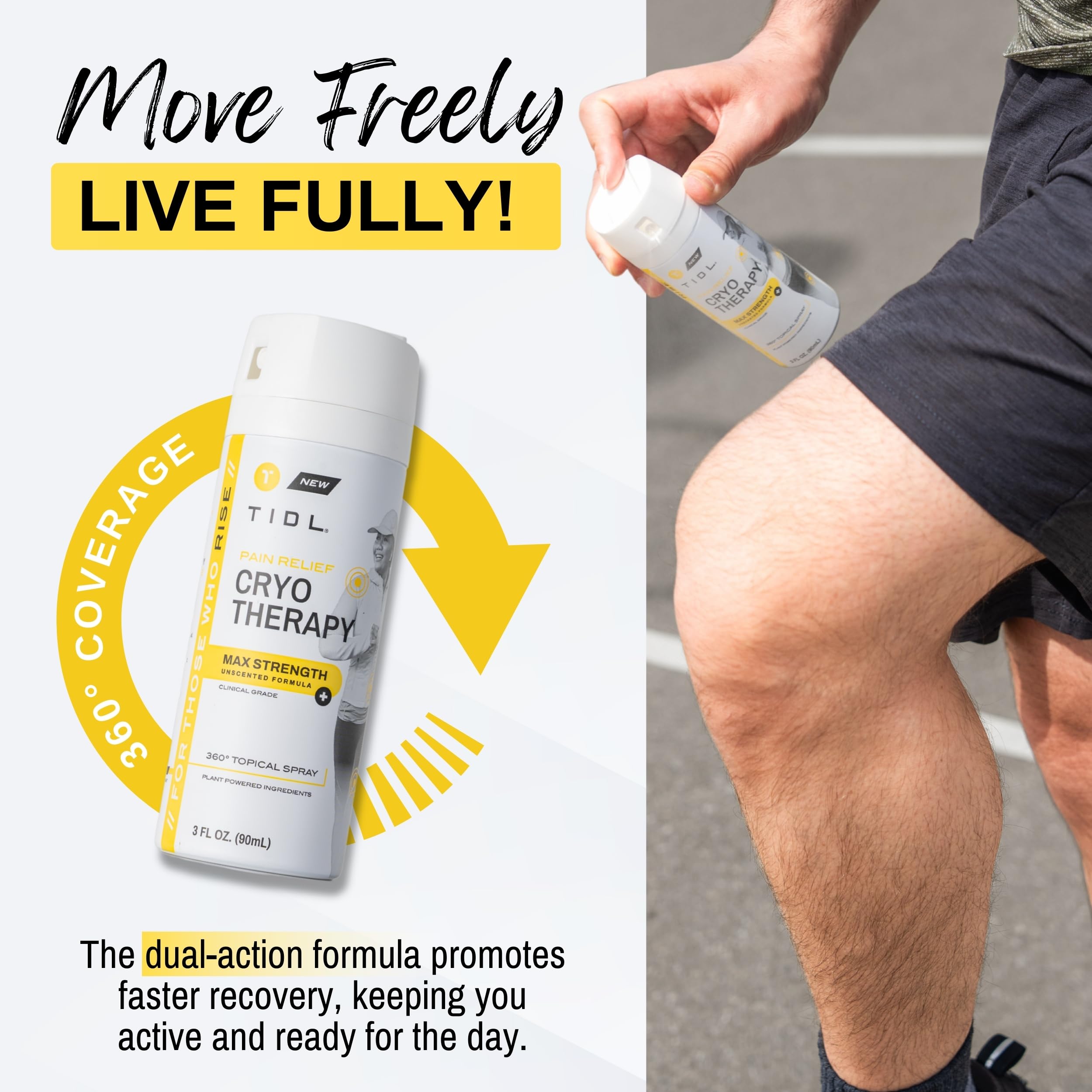 TIDL Cryotherapy Pain Relief Spray, 3 Oz (Pack of 2) Max Strength for Fast-Acting Muscle, Joint & Neck Pain Relief, Plant-Based Menthol & Camphor Pain Reliever, Quick Drying Formula TIDLBuy Supplements Australia
