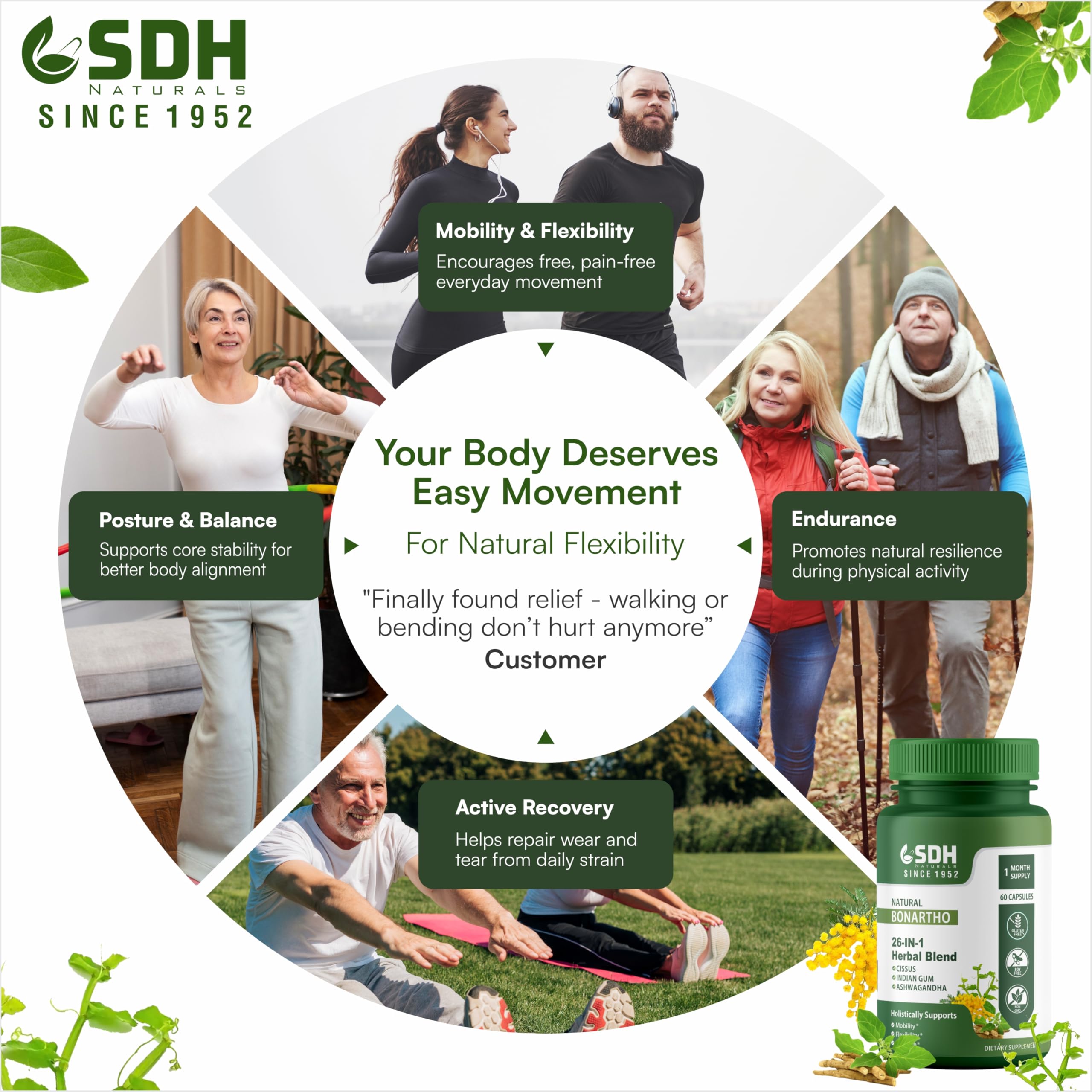 SHREE DHANWANTRI HERBALS SDH Bonartho | Bone & Joint Support Supplement | Move with Comfort & Ease | 60 Caps (1 Mon Supply) SHREE DHANWANTRI HERBALSBuy Supplements Australia