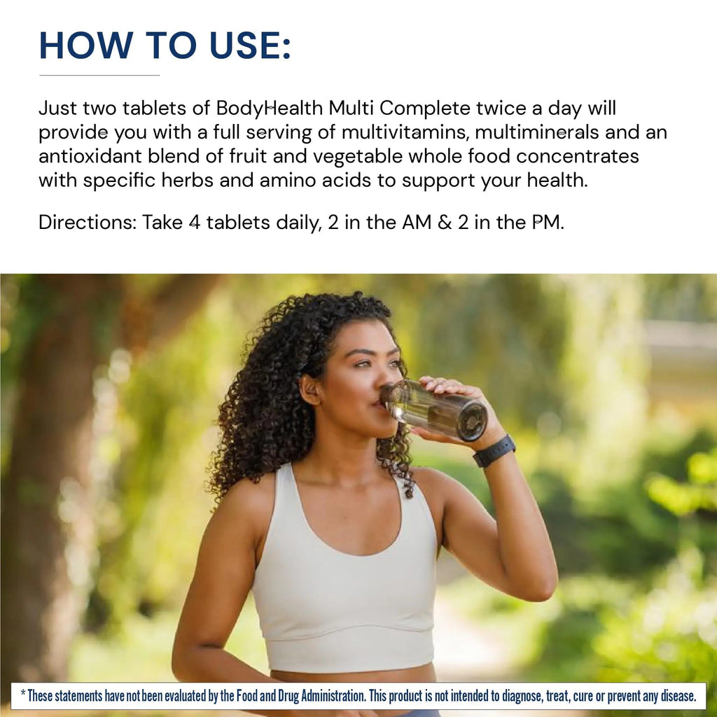 BodyHealth Multi Complete (120 Ct) Daily Multivitamin for Men and Women with Whole Foods, Minerals, Antioxidants BodyHealth