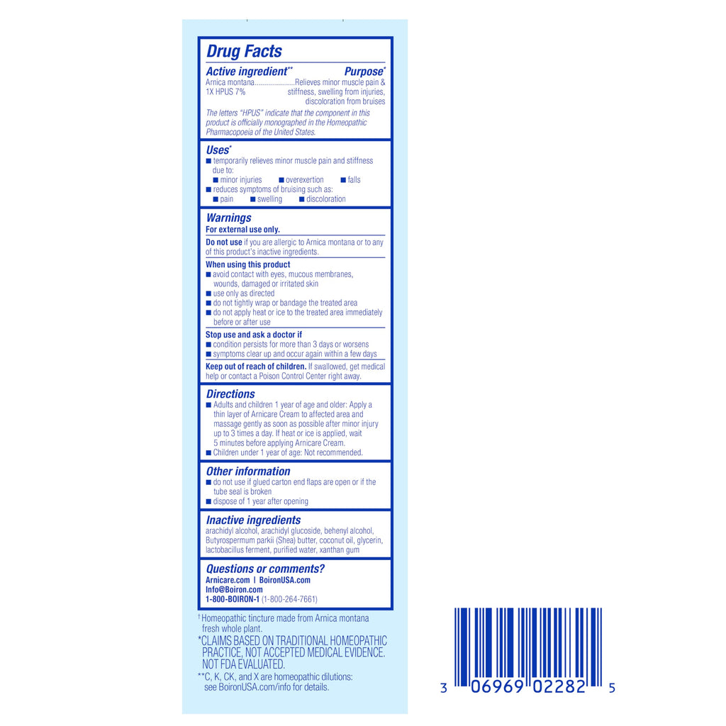 Boiron Arnicare Cream for Joint Pain, Muscle Pain, Swelling, Soreness, Stiffness, and Bruises - Fast Absorbing and Fragrance-Free - 4.2 oz BoironBuy Supplements Australia