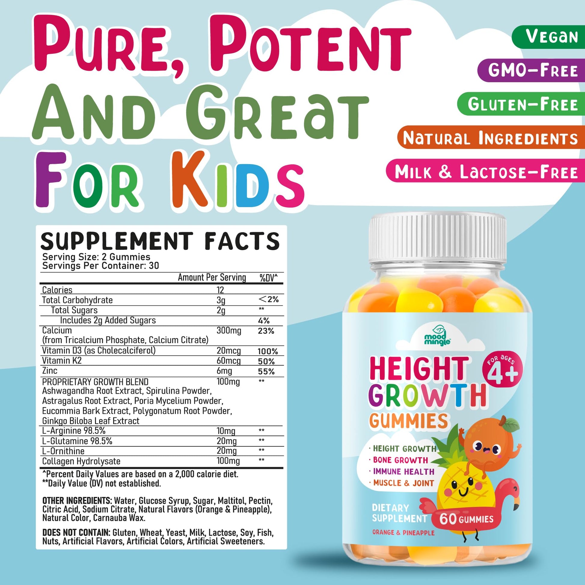 Height Growth Gummies Supplement - Kids Teens Height Increaser Maximizer Grow Taller Vitamins Mood MingleBuy Supplements Australia