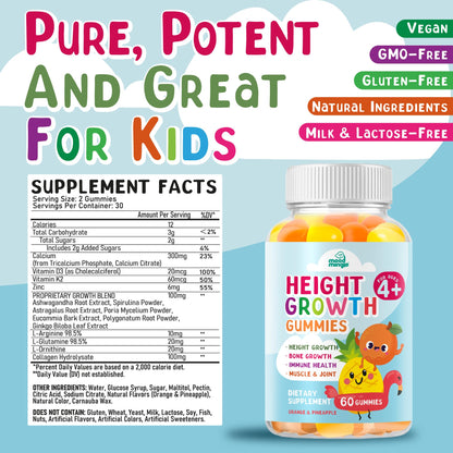 Height Growth Gummies Supplement - Kids Teens Height Increaser Maximizer Grow Taller Vitamins Mood MingleBuy Supplements Australia