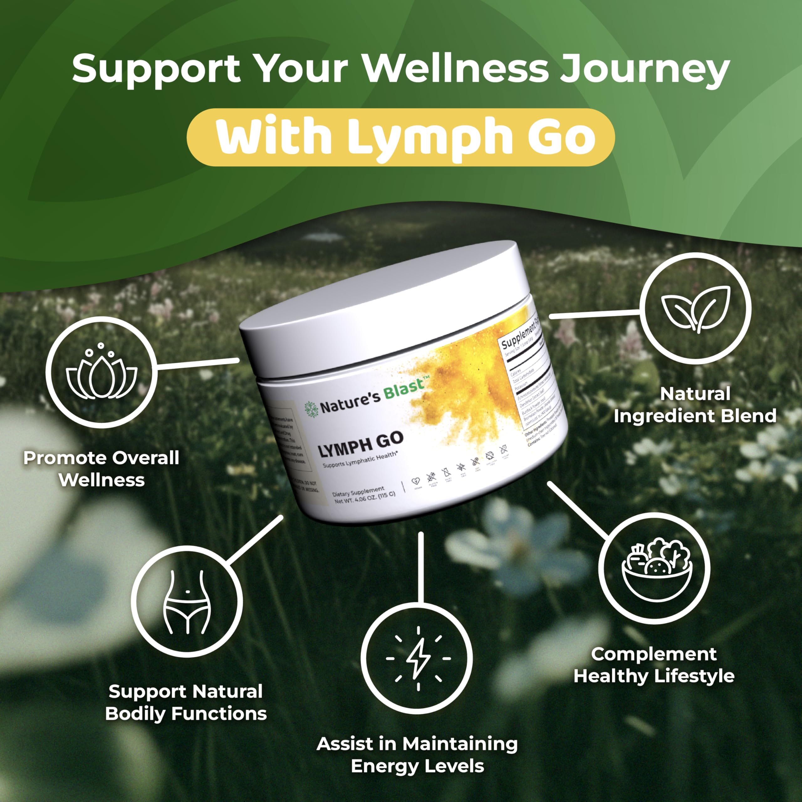 Lymph Go - Lymphatic Drainage Supplement for Women & Men - Lymph System Support - with with Bromelain, Echinacea, Burdock Root, Dandelion, Rutin, Kelp & More - 4.06 Oz - 30 Servings - Tropical Flavor NATURES BLAST buy supplements Au