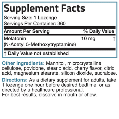 Bronson Melatonin 10mg Fast Dissolve Cherry Flavored Tablets Vegetarian Chewable Lozenges, 360 Count