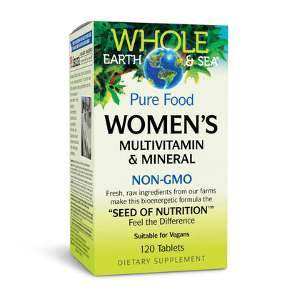 Natural Factors Whole Earth & Sea Women's Multivitamin & Mineral, Whole Food Supplement, Vegan, 120 Tablets Natural Factors