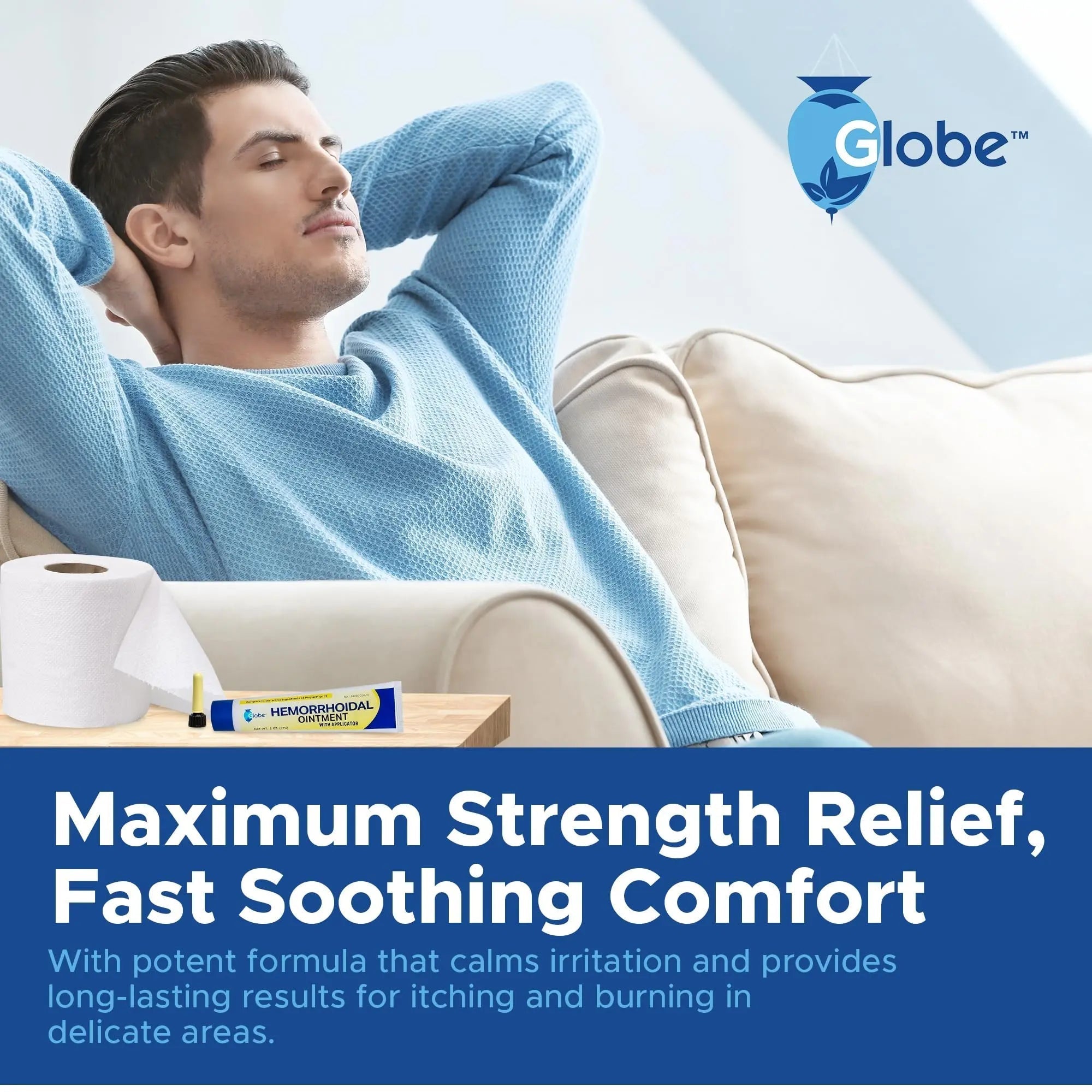 Globe Hemorrhoidal Ointment w/ Applicator, Phenylephrine HCl, Petrolatum Mineral Oil, Maximum Strength Formula for Burning, Discomfort & Itching, 2 oz Hemorrhoidal OintmentBuy Supplements Australia