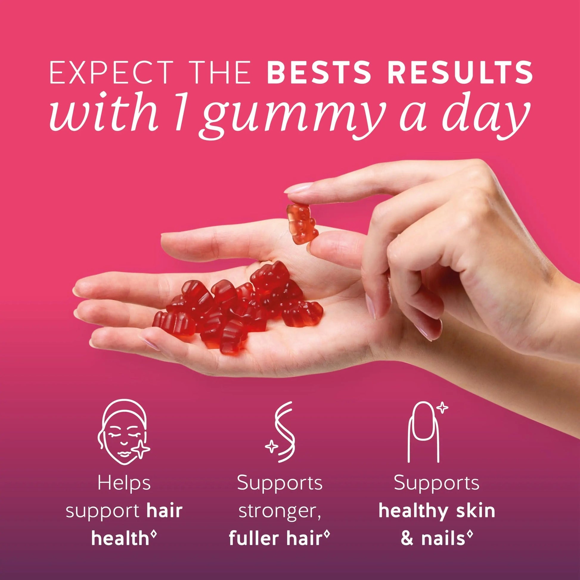Biotin Gummies for Hair, Skin & Nails. 5,000 mcg High Potency Vegan Vitamins for Faster Hair Growth, Stronger Nails & Healthy Skin. with Vitamins C & E, 90 Gummies Bears with Benefits