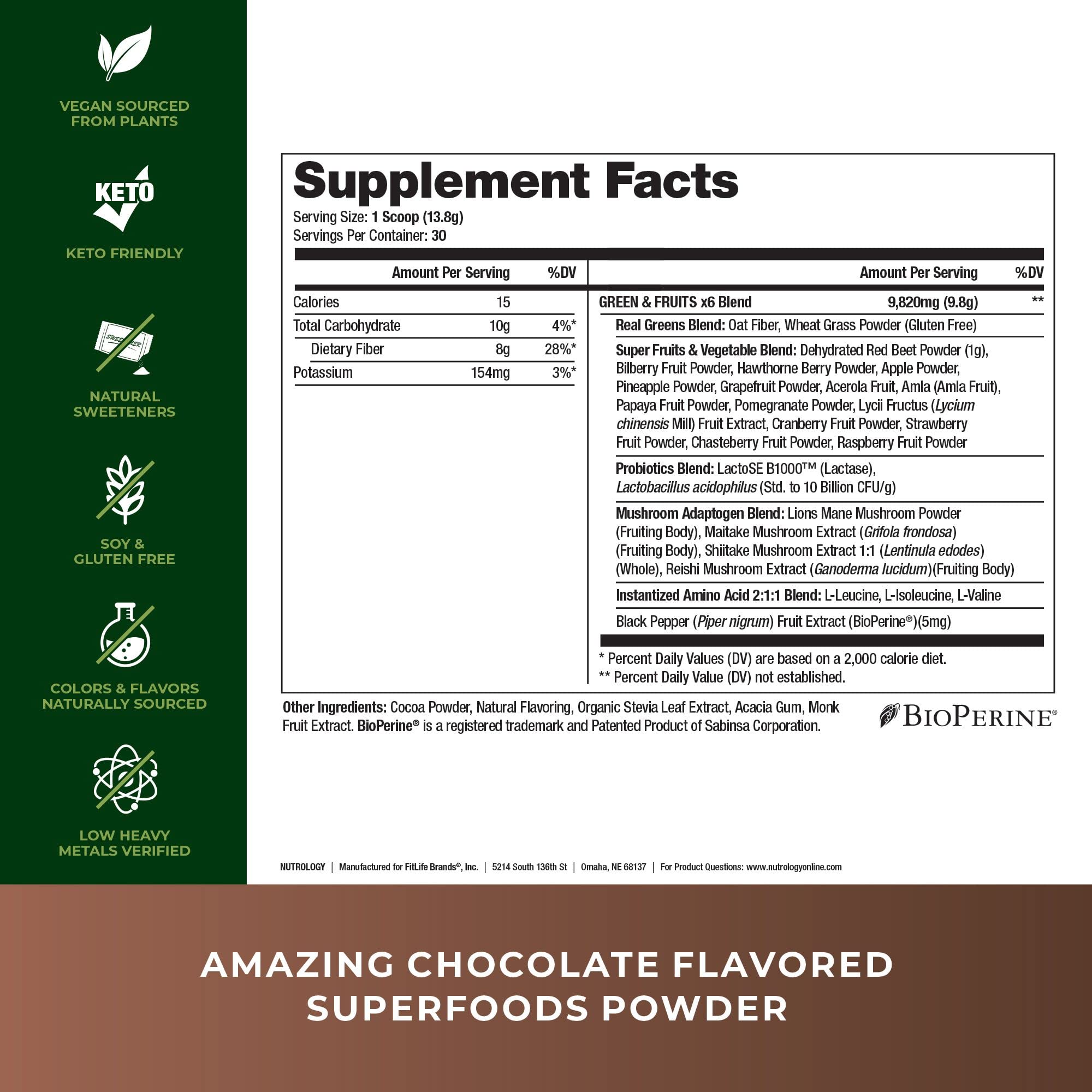 Nutrology Greens & Fruits Powder-Naturally Sourced Superfood, Chocolate (30 Servings) Zen Natural Magnesium Supplement (30 Servings) Nutrology buy supplements Au