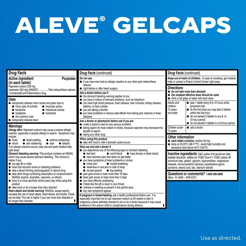Aleve Gelcaps with Easy Open Arthritis Cap, Naproxen Sodium, Medication for Arthritis Pain, 160 Count AleveBuy Supplements Australia