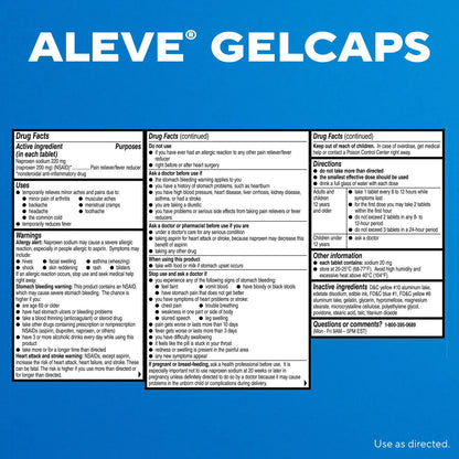 Aleve Gelcaps with Easy Open Arthritis Cap, Naproxen Sodium, Medication for Arthritis Pain, 160 Count AleveBuy Supplements Australia