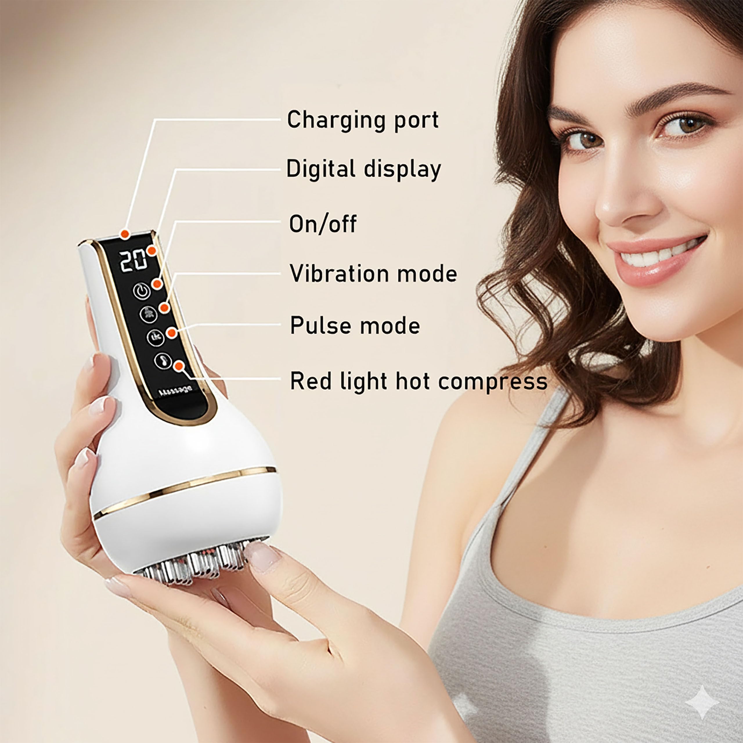 Treayes Lymphatic Drainage Massager & Anti Cellulite Massage Tool – 20-Level Heat, Microcurrent & Vibration, Ergonomic Rechargeable Design for Legs, Arms, Waist & Belly Treayes buy supplements Au
