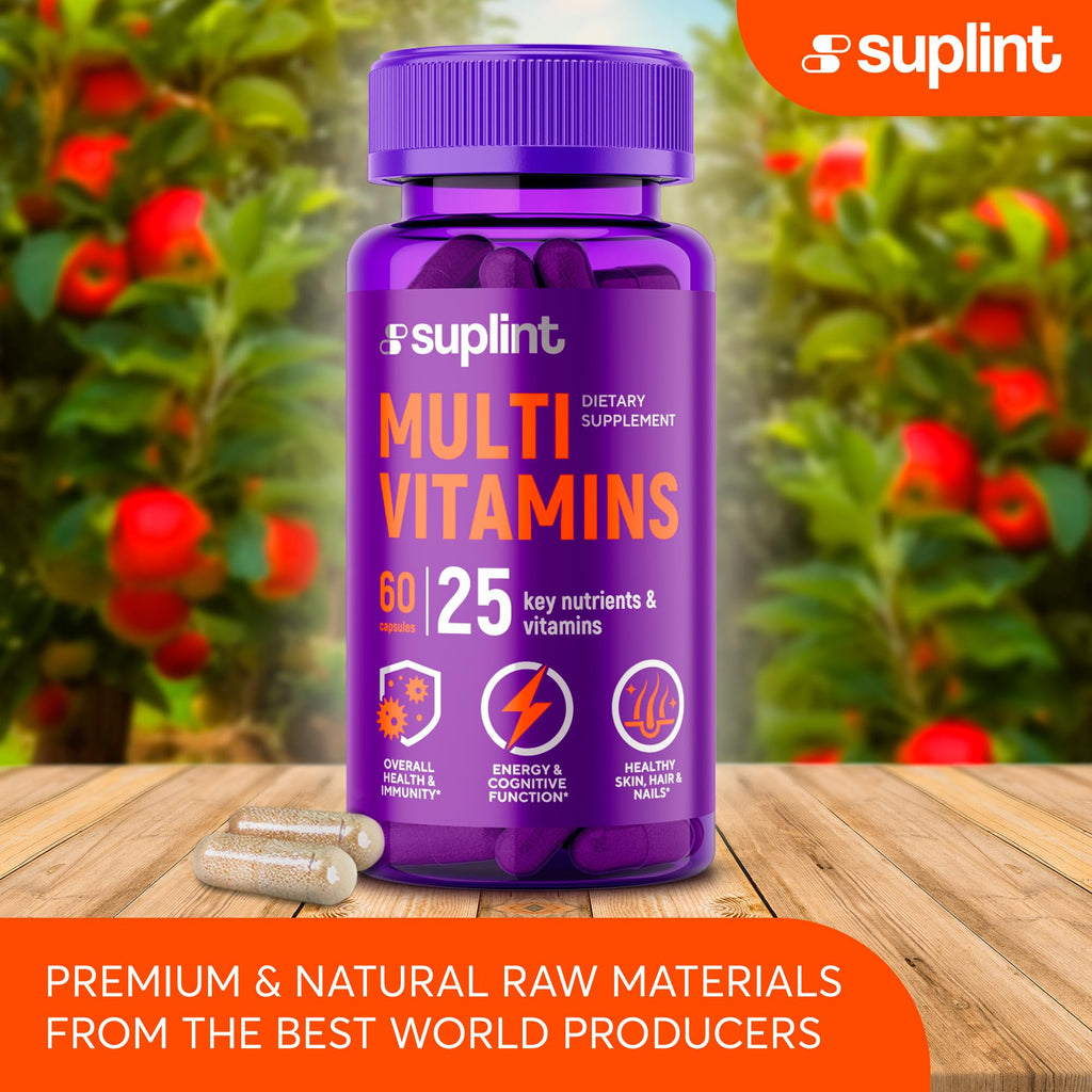 Multivitamin Supplement | Complex with Vitamin A, C, D, E, K1, B, Zinc & Chromium | Hair, Skin & Nail Beauty Vitamins | Immune Support Supplements for Men & Women | 60 Capsules SUPLINT buy supplements Au