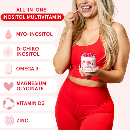 Peach Perfect Inositol Multivitamin – Myo-Inositol & D-Chiro 40:1 Blend, Omega-3, Vitamin D3, Magnesium, Zinc – Supports Women’s Health